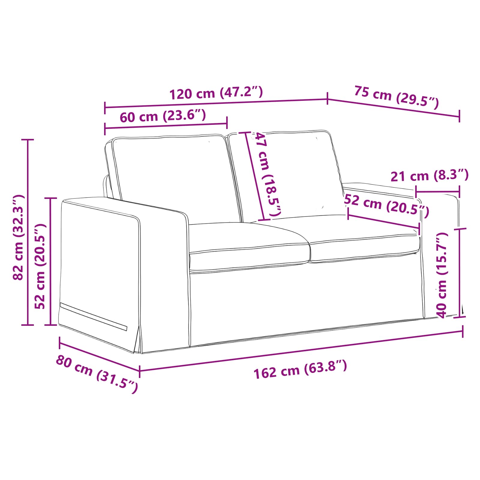 Sofa Hellgrau 162 x 80 x 82 cm Stoff