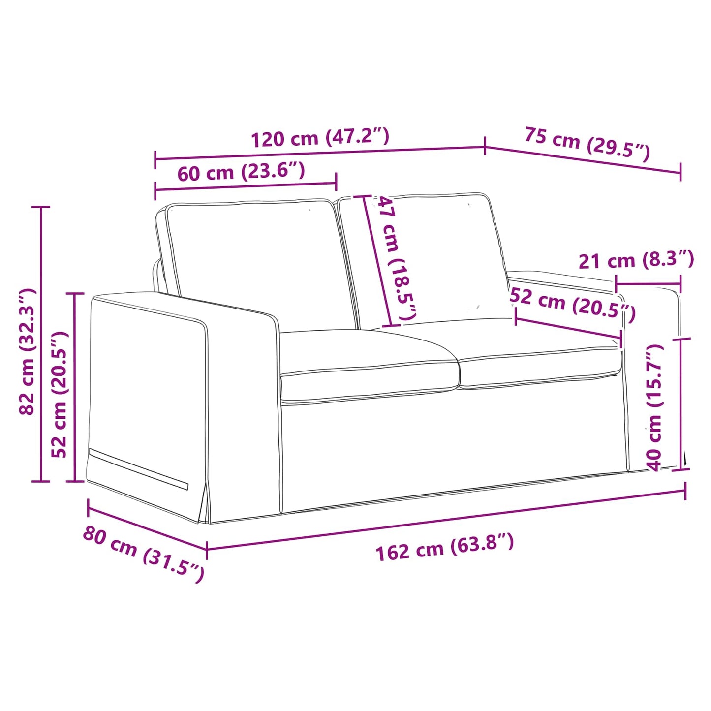 Sofa Taupe 162 x 80 x 82 cm Stoff