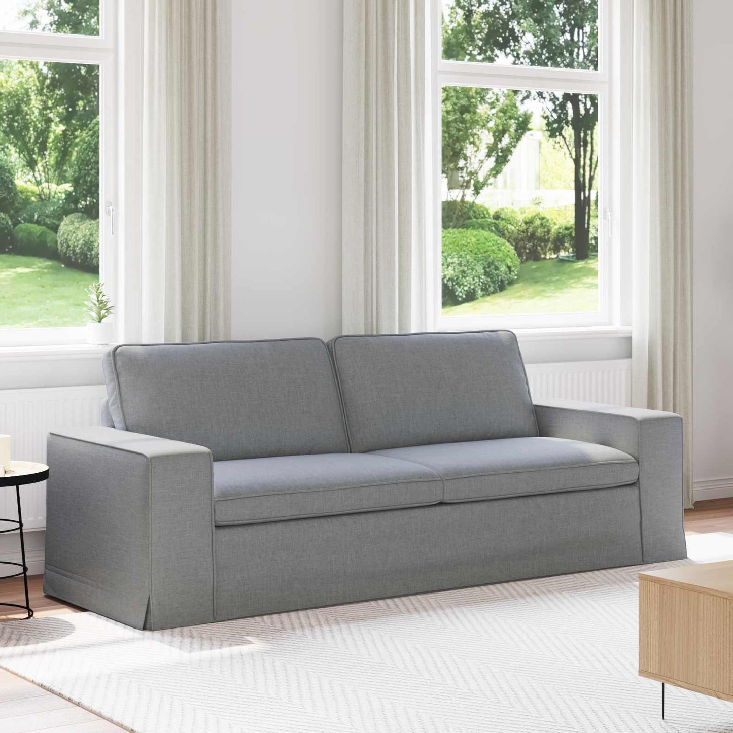 Sofa Hellgrau 222 x 80 x 82 cm Stoff