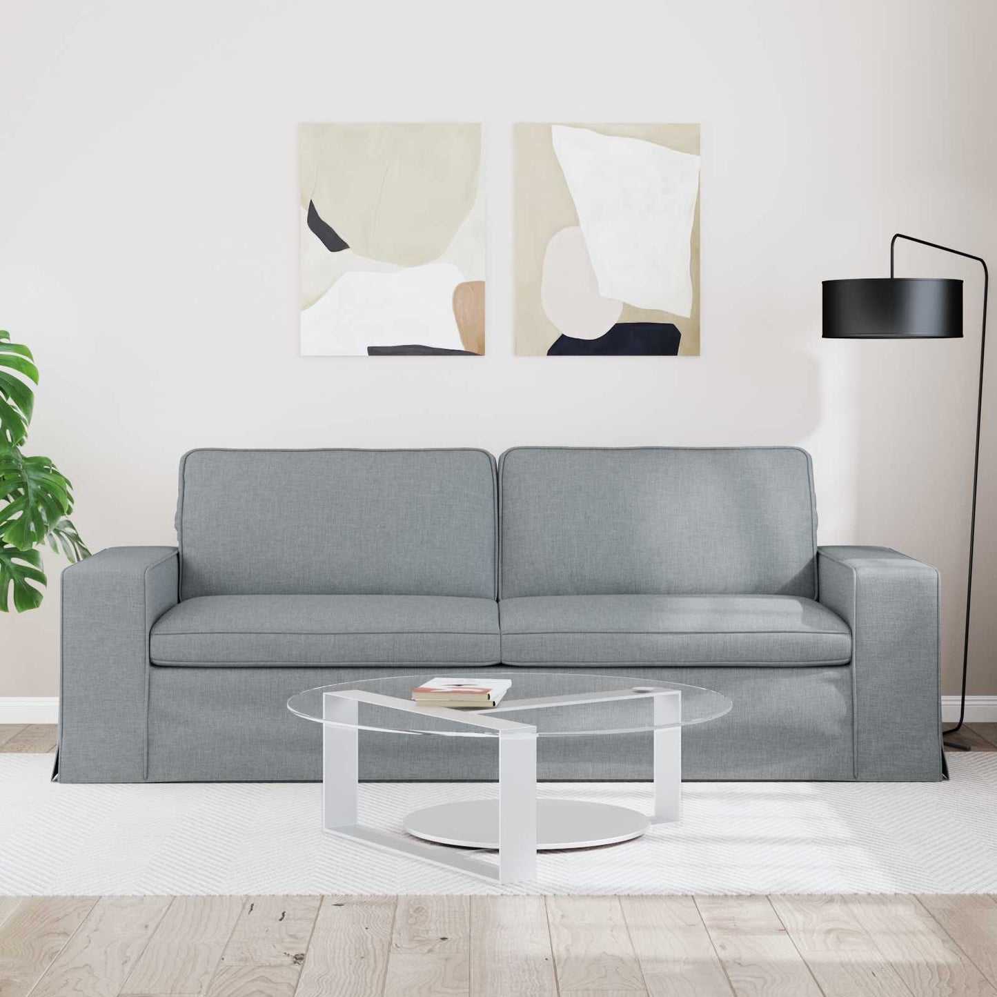 Sofa Hellgrau 222 x 80 x 82 cm Stoff