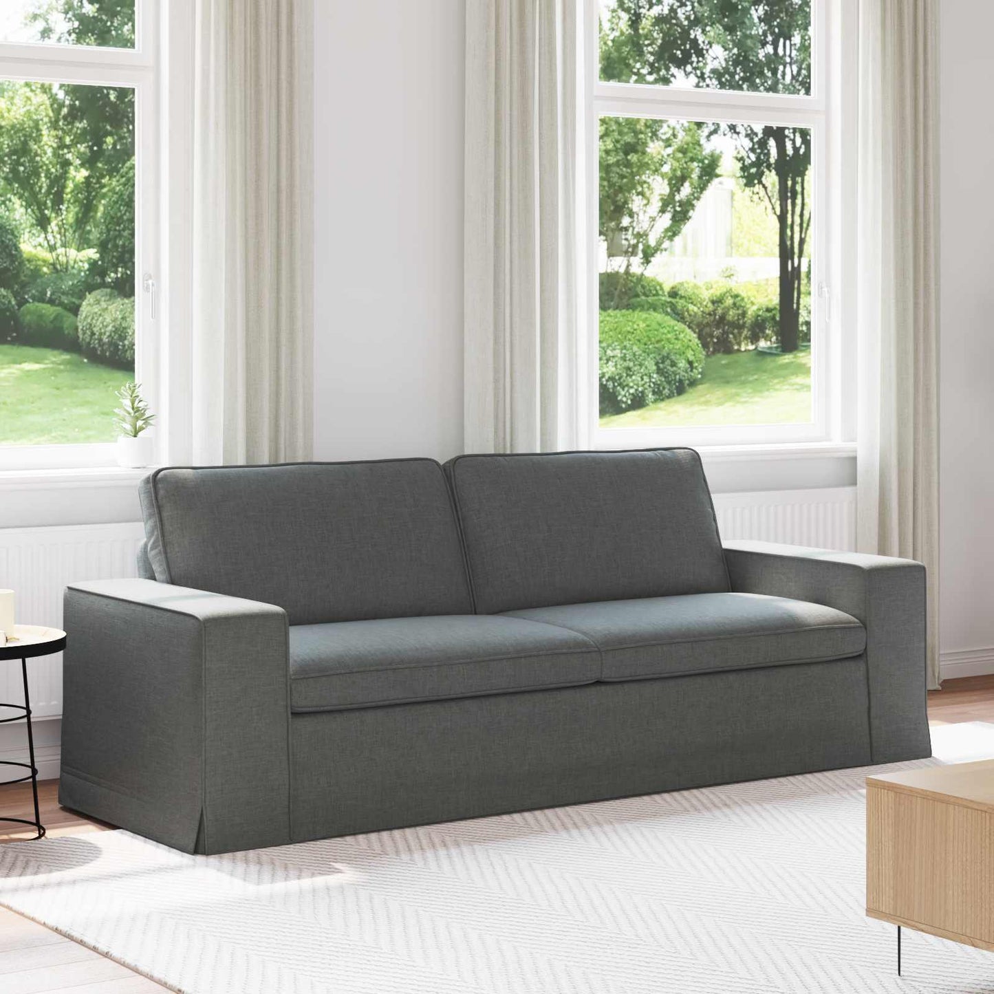 Sofa Dunkelgrau 222 x 80 x 82 cm Stoff