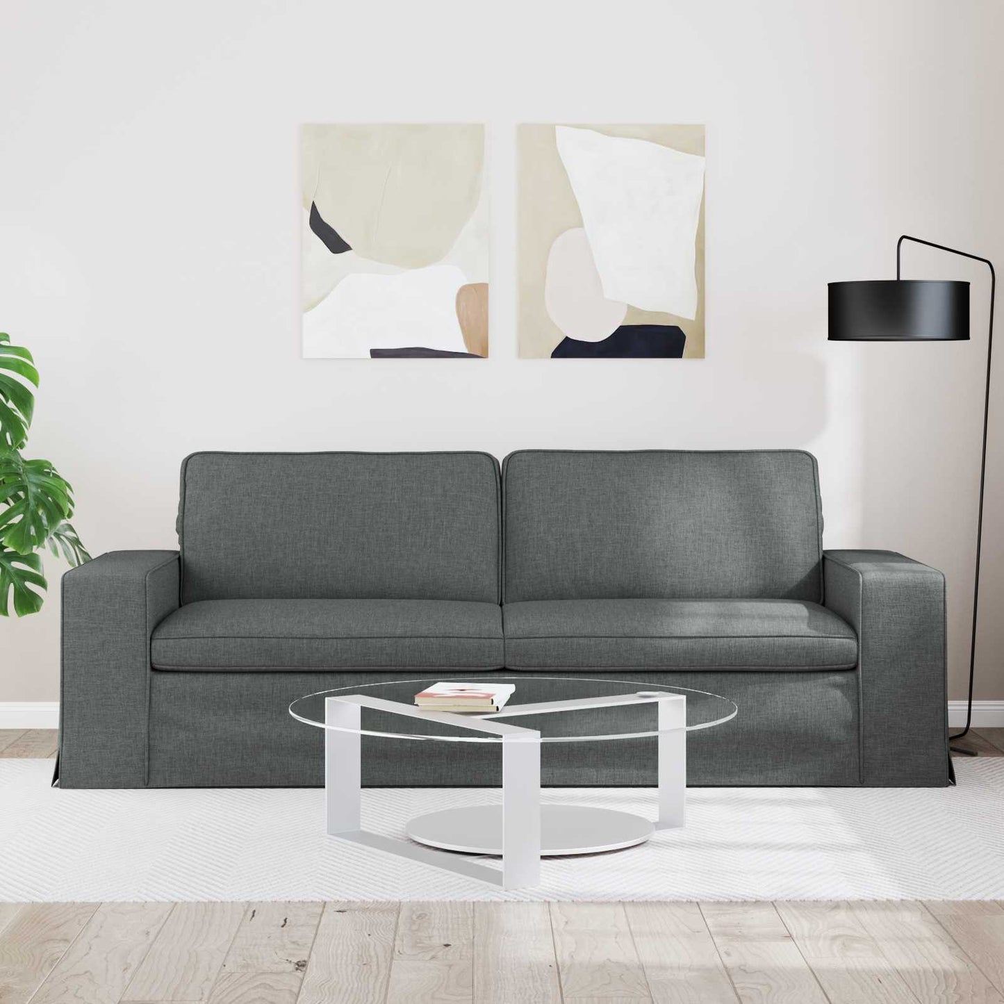 Sofa Dunkelgrau 222 x 80 x 82 cm Stoff
