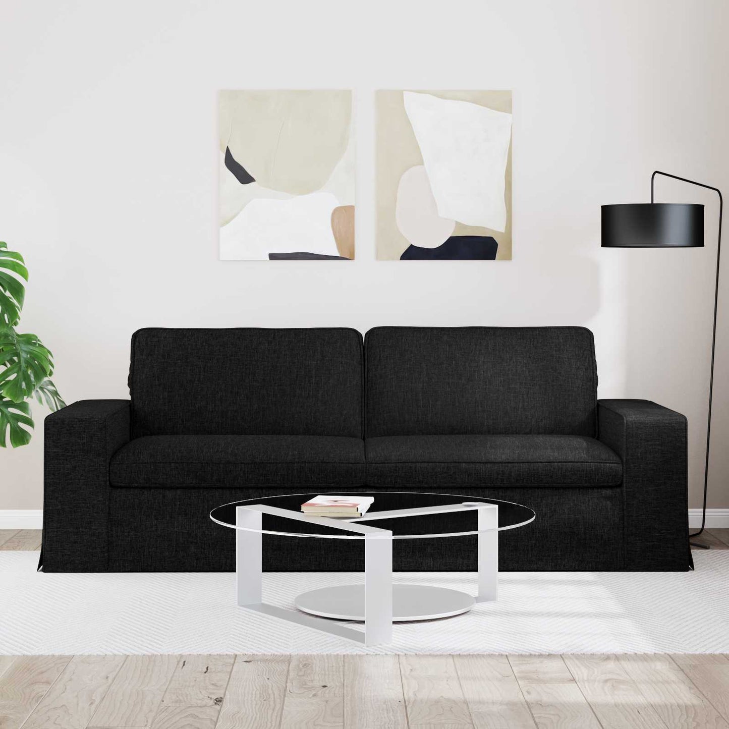 Sofa Schwarz 222 x 80 x 82 cm Stoff