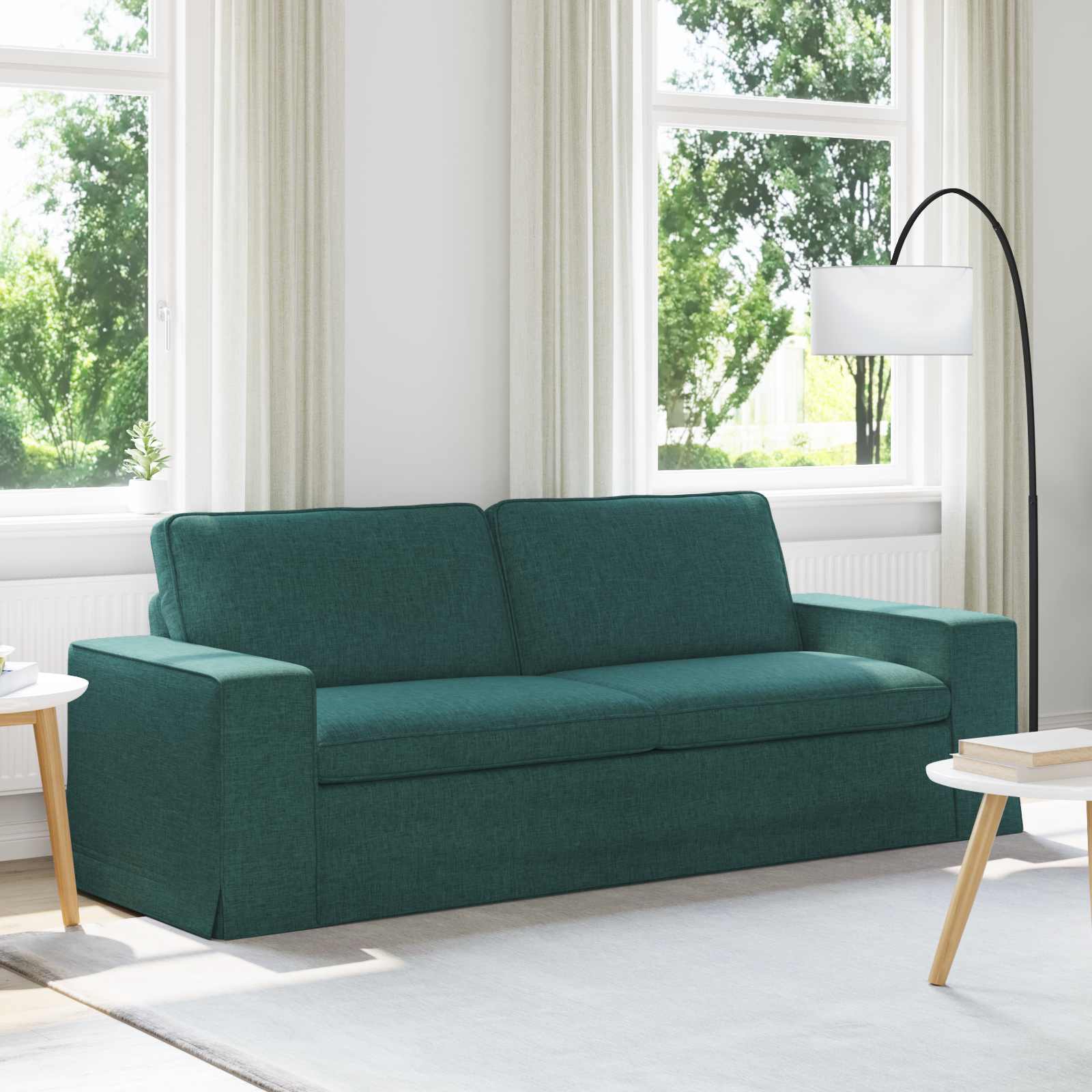 Sofa Dunkelgrün 222 x 80 x 82 cm Stoff