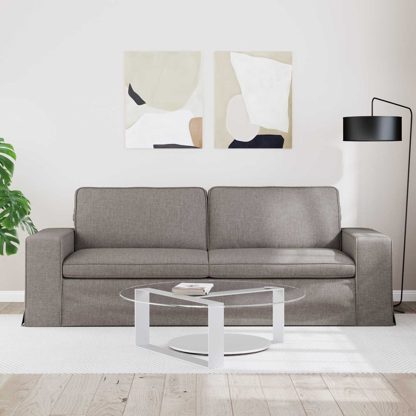 Sofa Taupe 222 x 80 x 82 cm Stoff