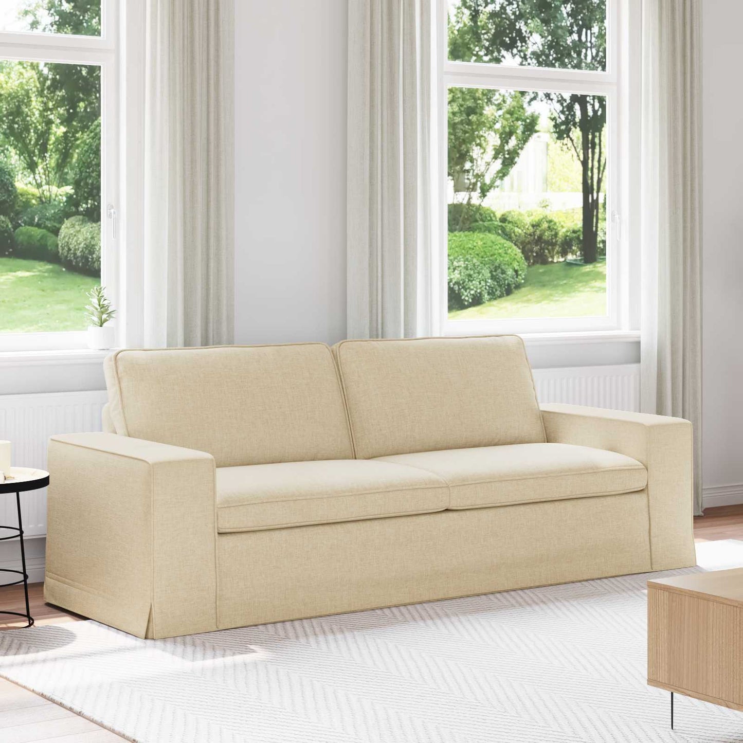 Sofa Creme 222 x 80 x 82 cm Stoff