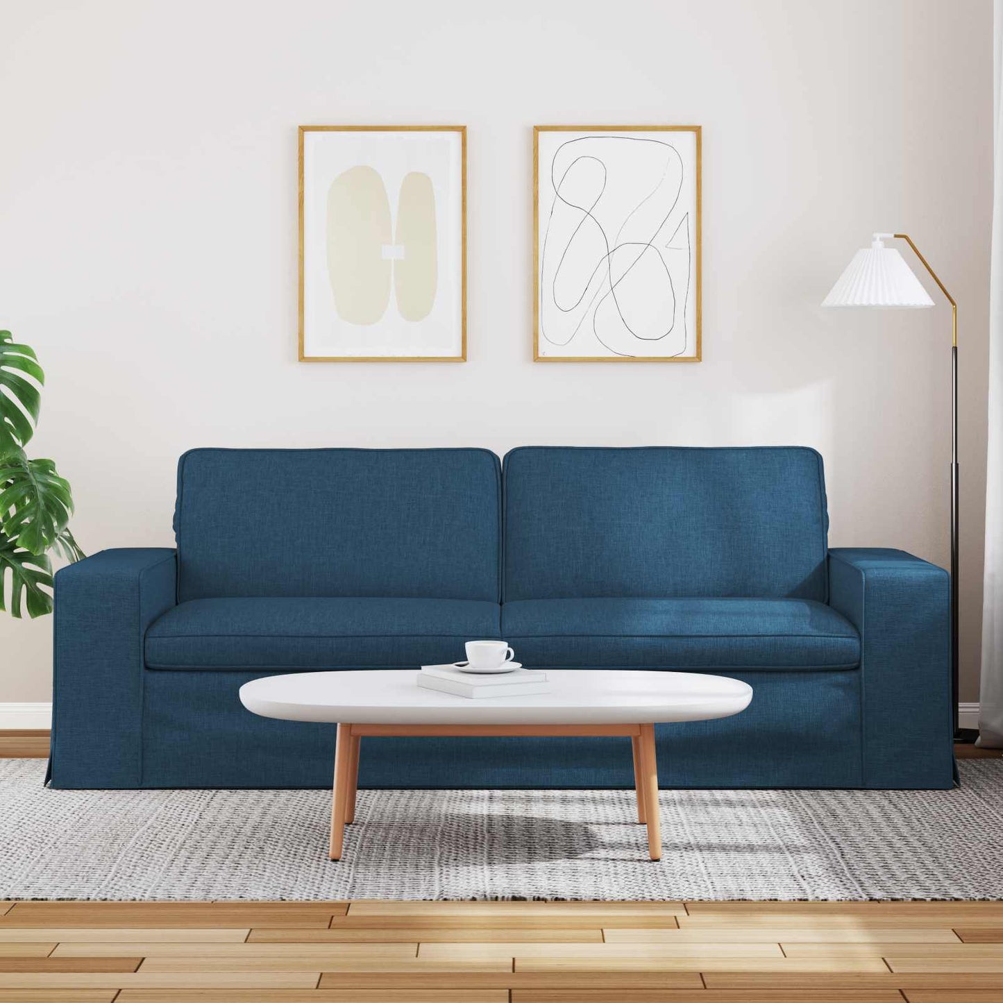 Sofa Blau 222 x 80 x 82 cm Stoff