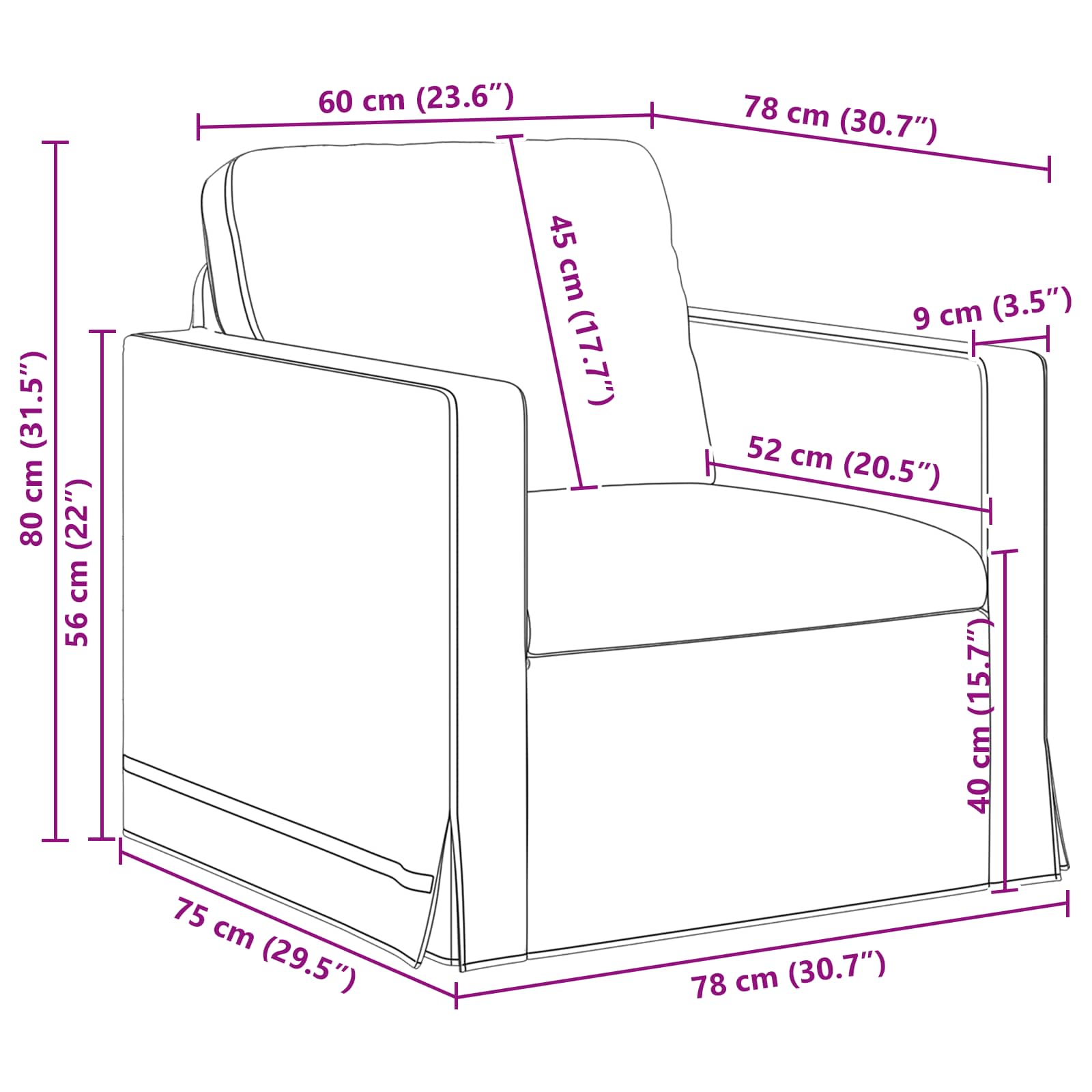 Sofa Hellgrau 78 x 78 x 80 cm Samt
