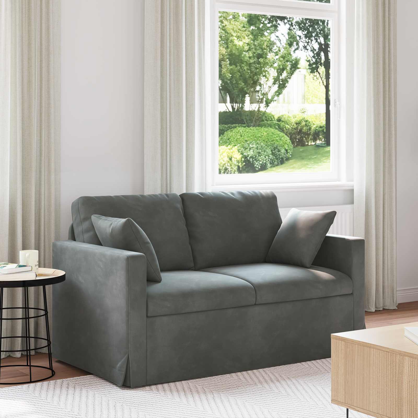 Sofa Dunkelgrau 138 x 78 x 80 cm Samt
