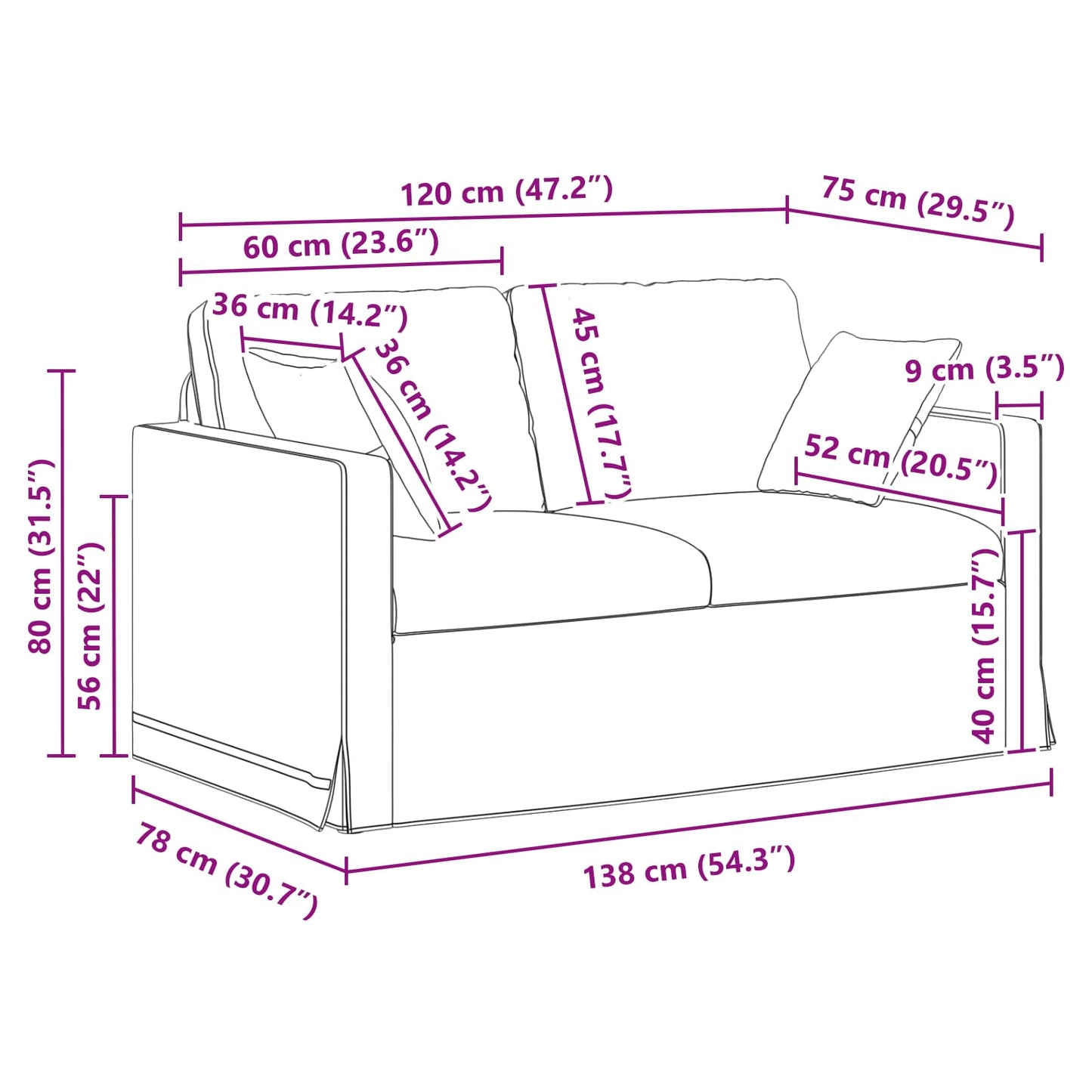 Sofa Dunkelgrau 138 x 78 x 80 cm Samt