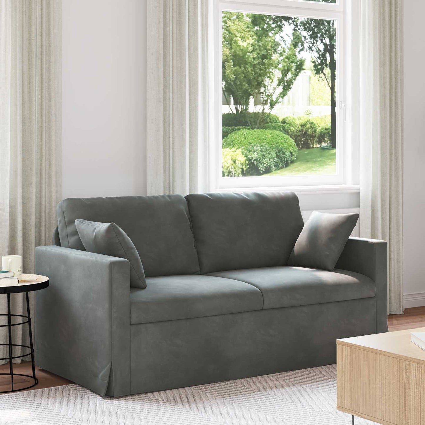 Sofa Dunkelgrau 158 x 78 x 80 cm Samt