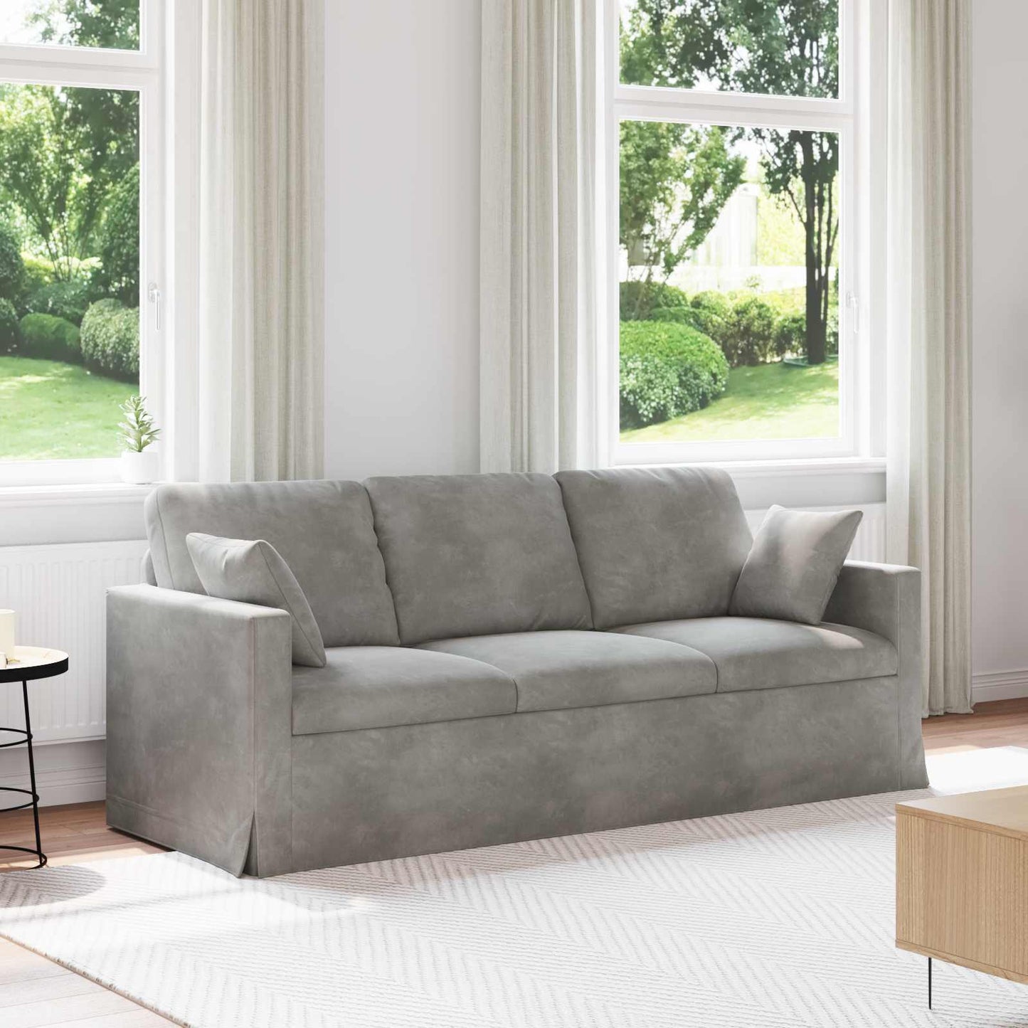 Sofa Hellgrau 198 x 78 x 80 cm Samt
