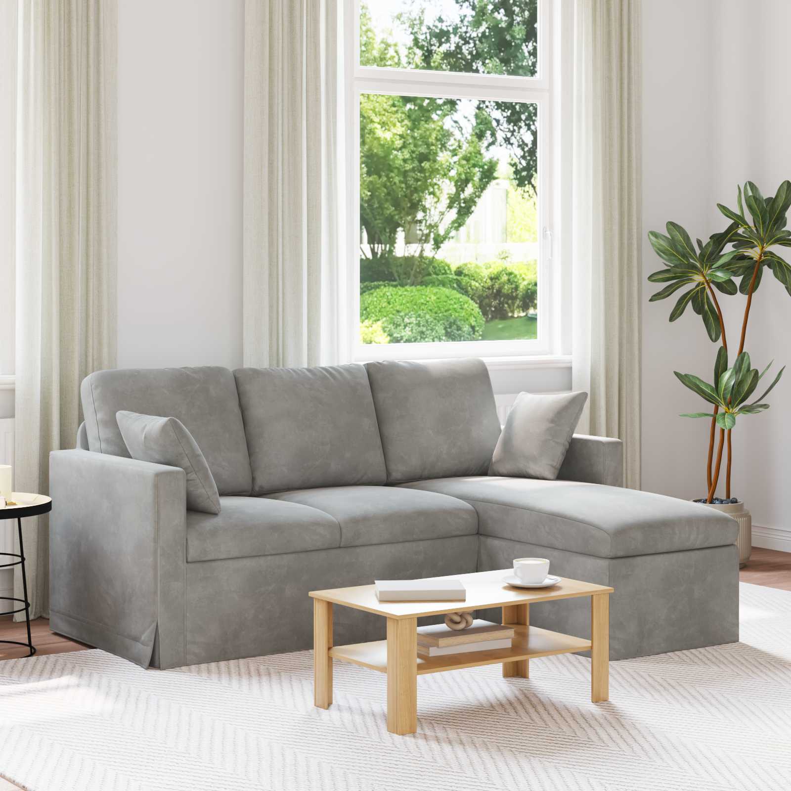Sofa Hellgrau 178 x 134 x 80 cm Samt