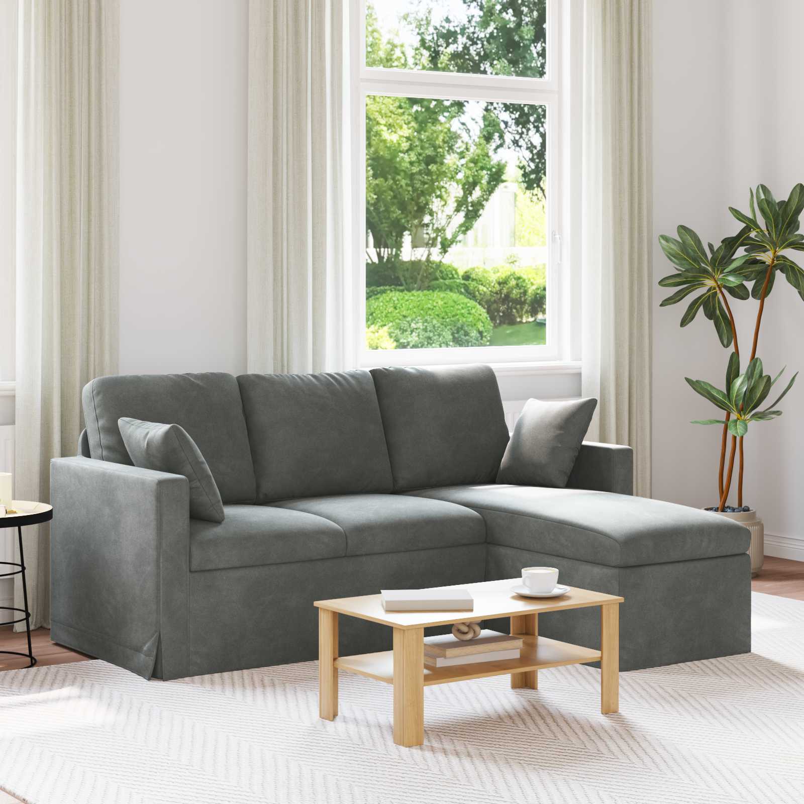 Sofa Dunkelgrau 178 x 134 x 80 cm Samt
