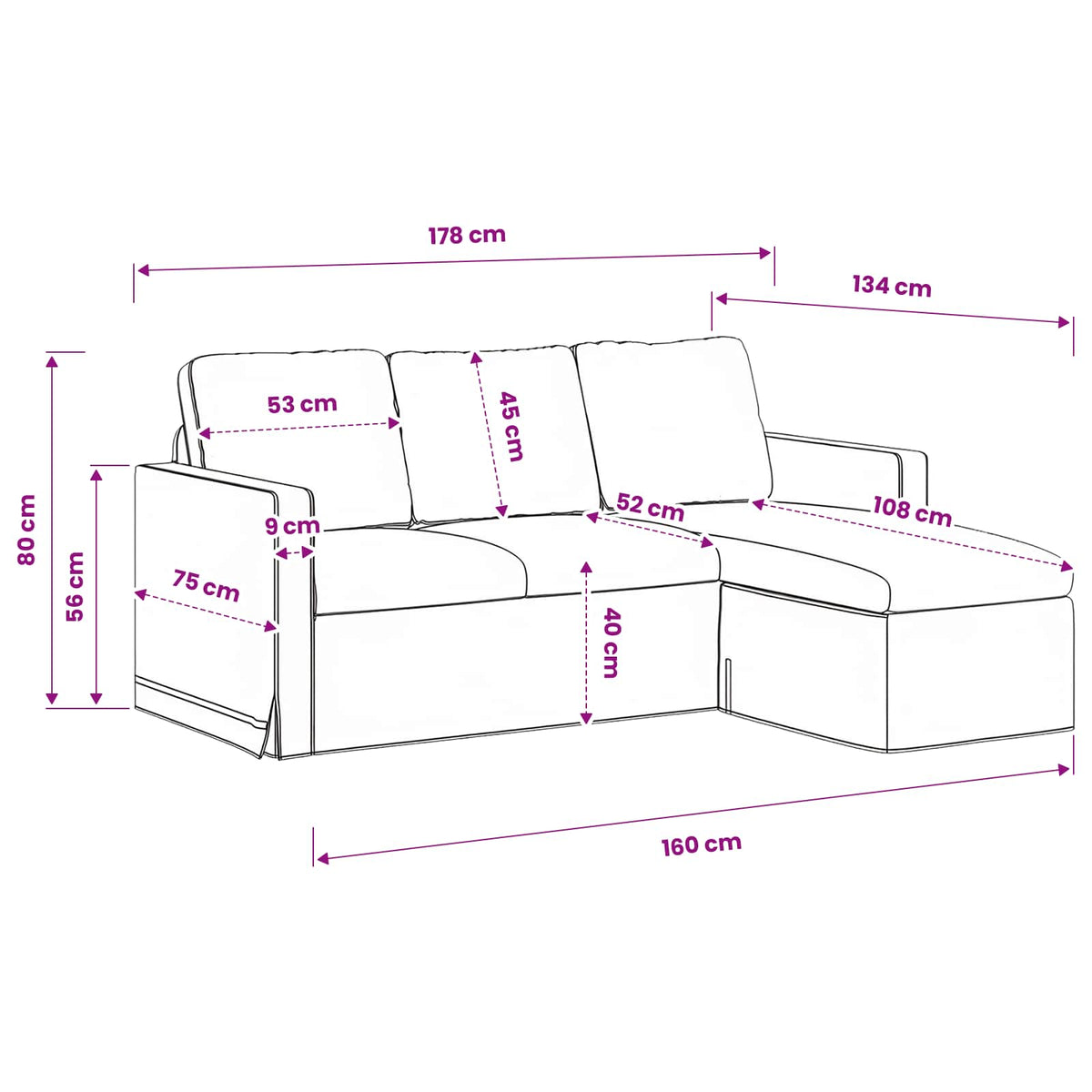 Sofa Dunkelgrau 178 x 134 x 80 cm Samt