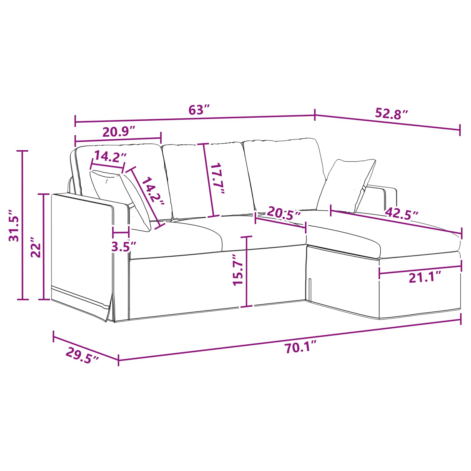 Sofa Dunkelgrau 178 x 134 x 80 cm Samt