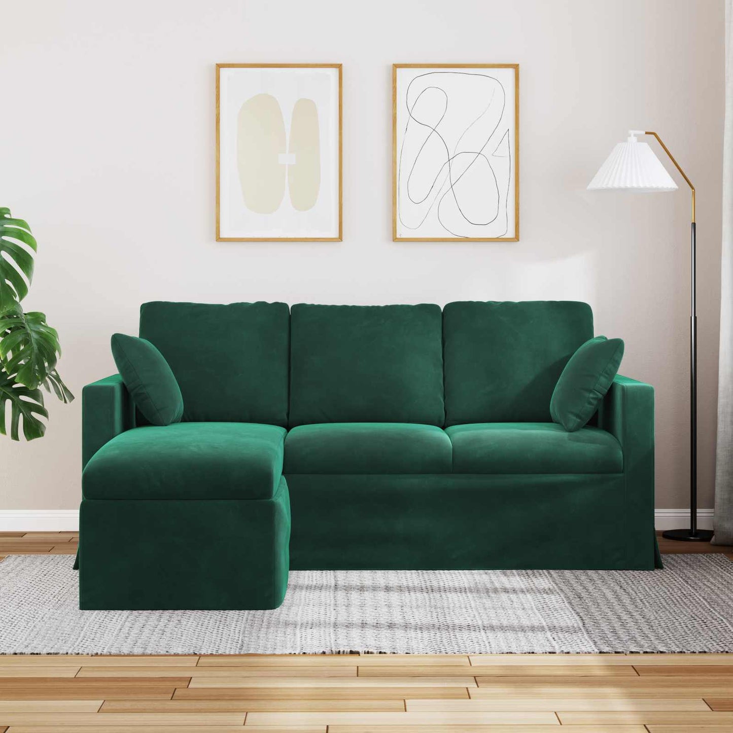 Sofa Dunkelgrün 178 x 134 x 80 cm Samt