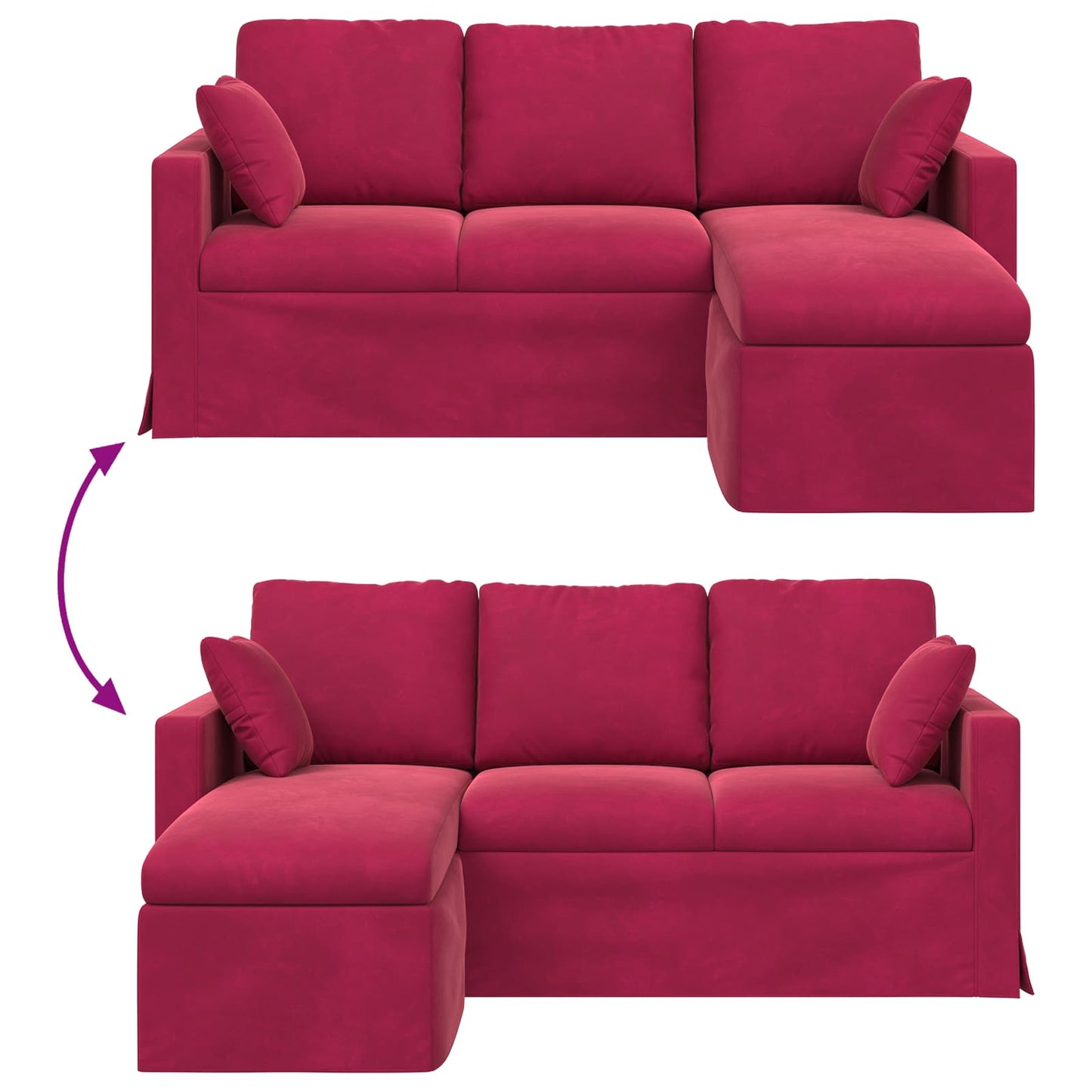 Sofa Weinrot 178 x 134 x 80 cm Samt