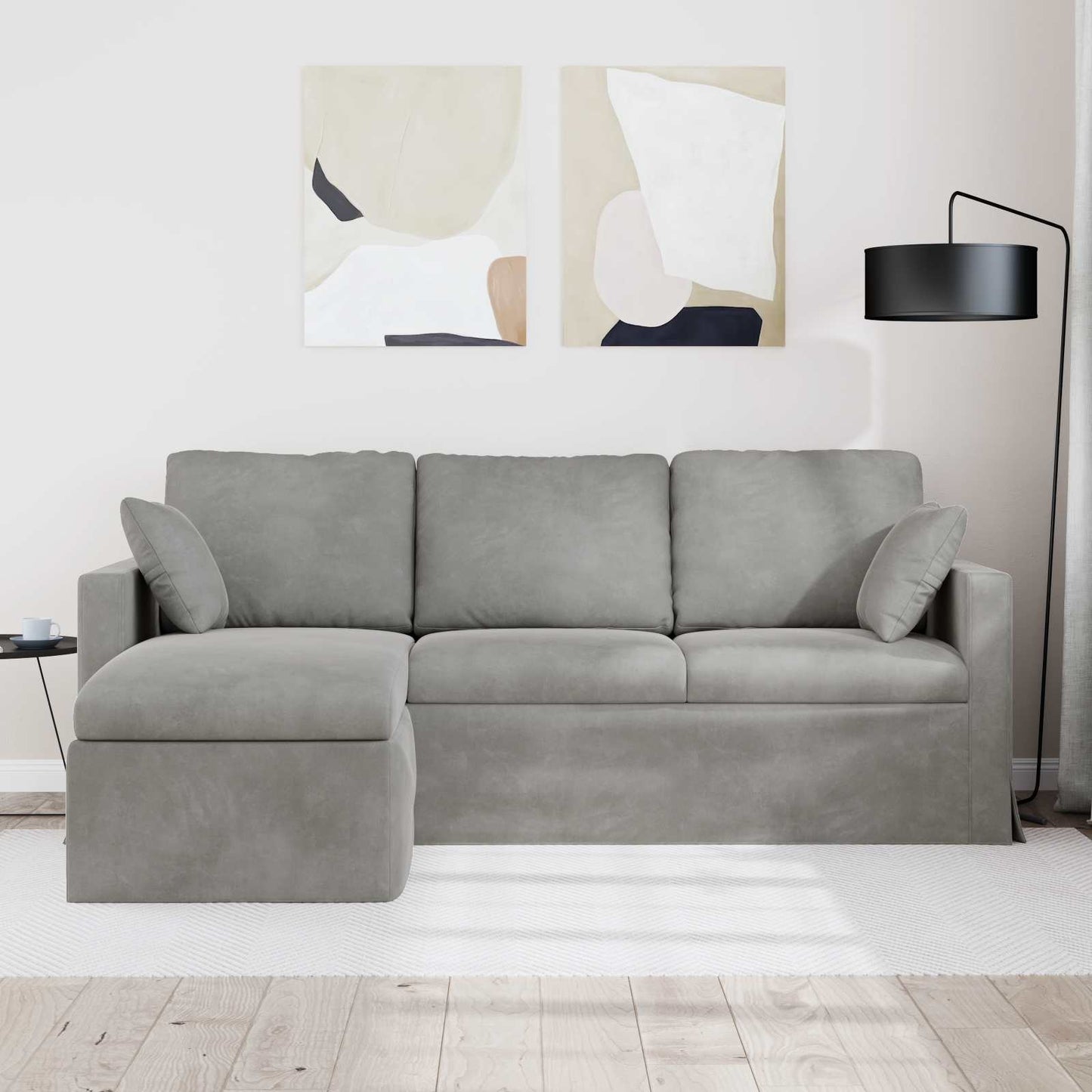 Sofa Hellgrau 198 x 134 x 80 cm Samt