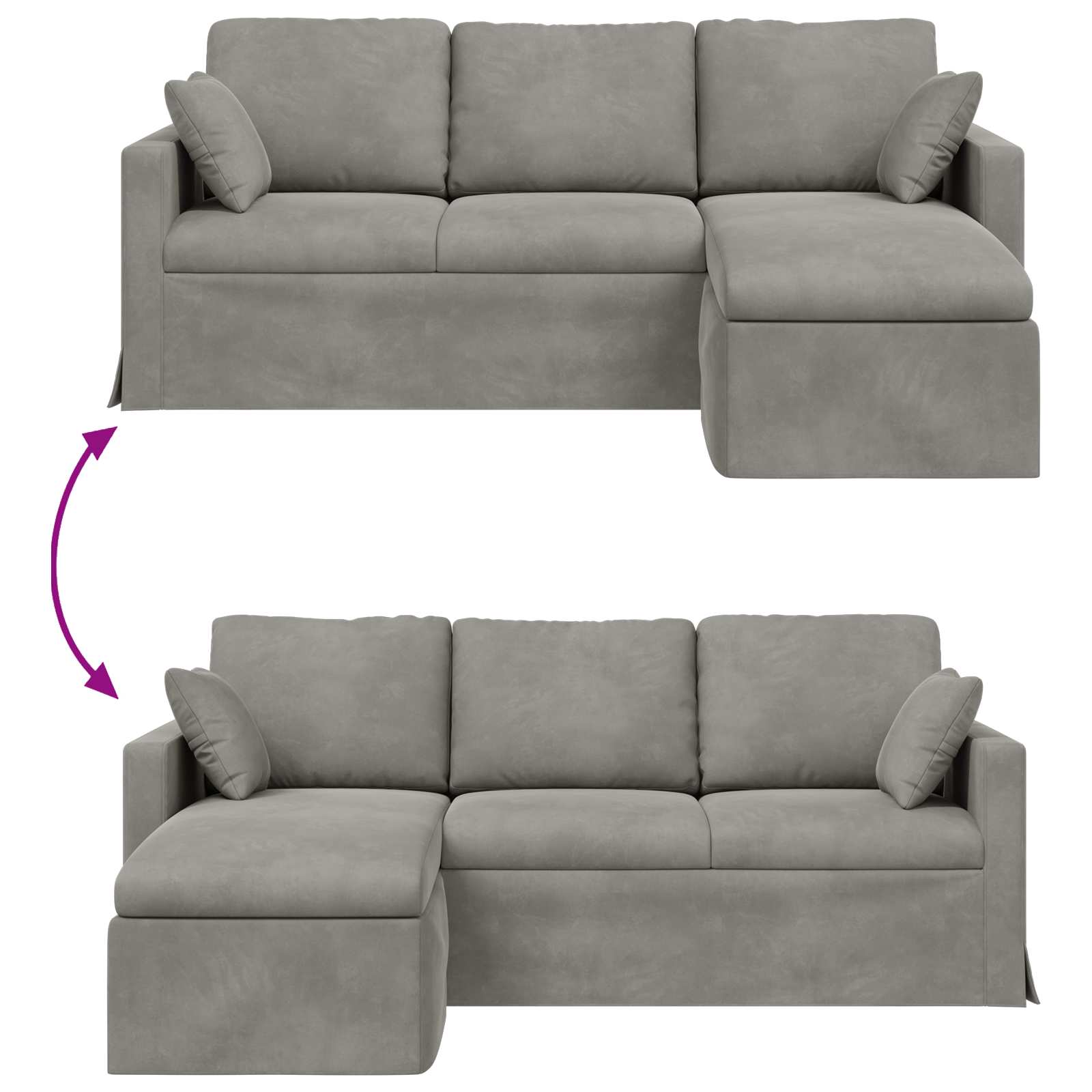 Sofa Hellgrau 198 x 134 x 80 cm Samt