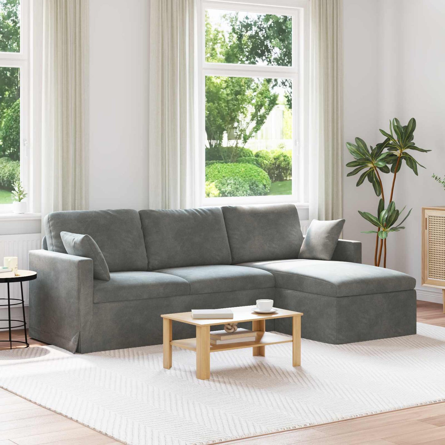 Sofa Dunkelgrau 228 x 134 x 80 cm Samt