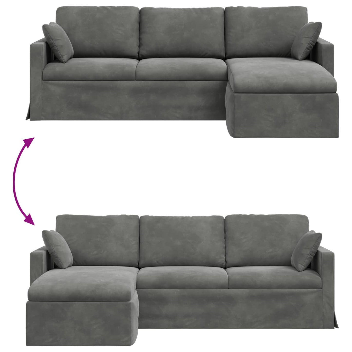 Sofa Dunkelgrau 228 x 134 x 80 cm Samt