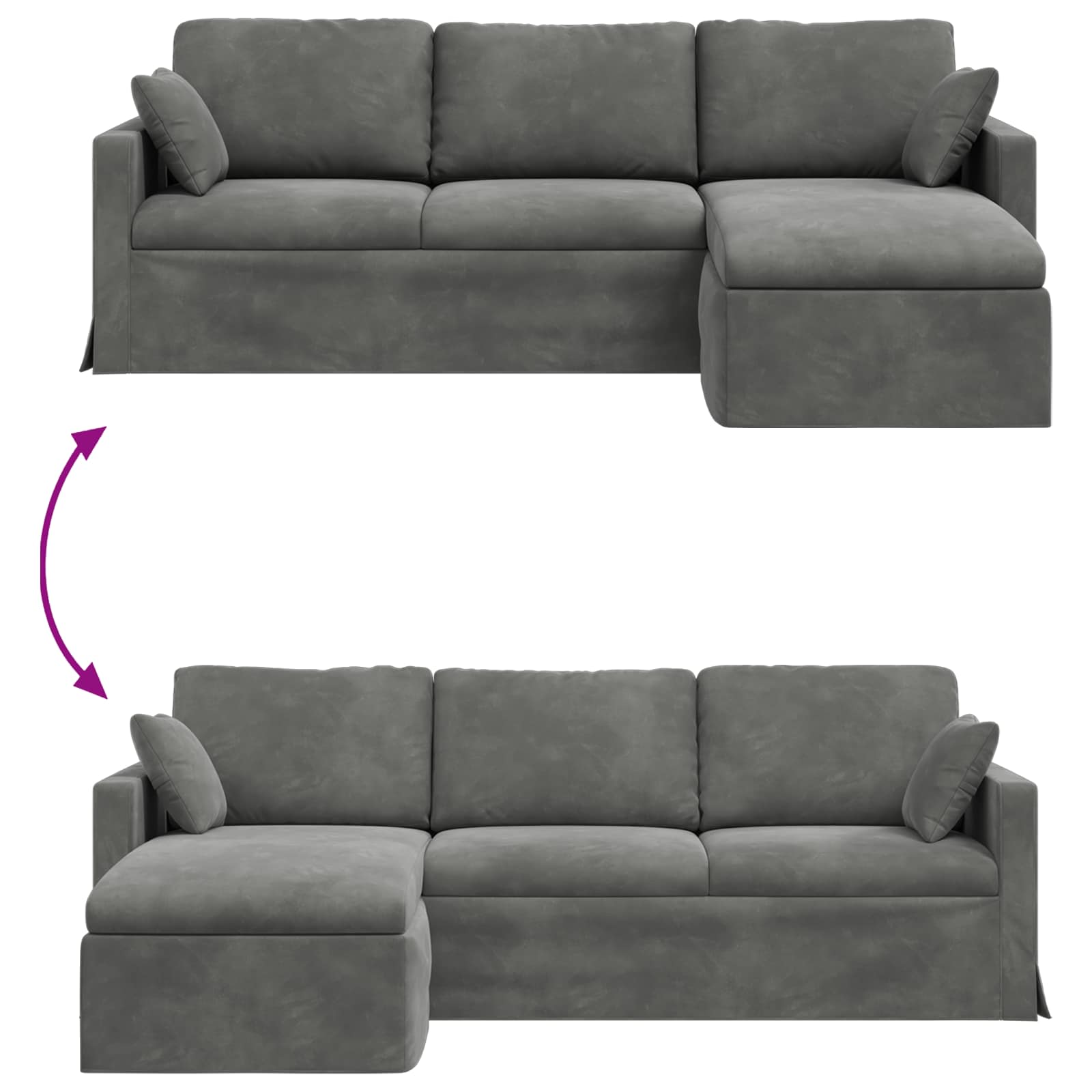 Sofa Dunkelgrau 228 x 134 x 80 cm Samt