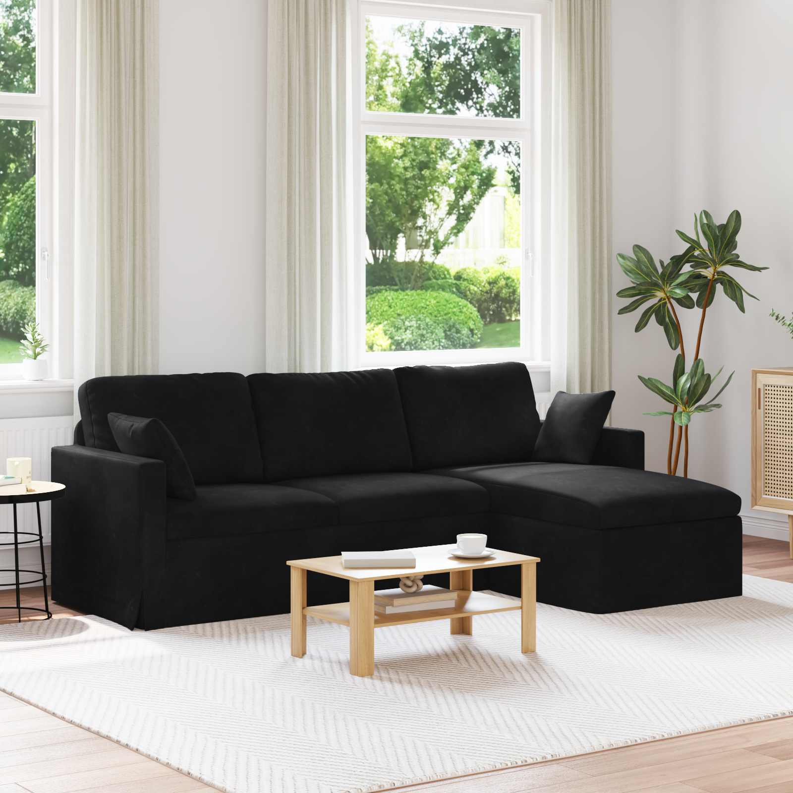 Sofa Schwarz 228 x 134 x 80 cm Samt