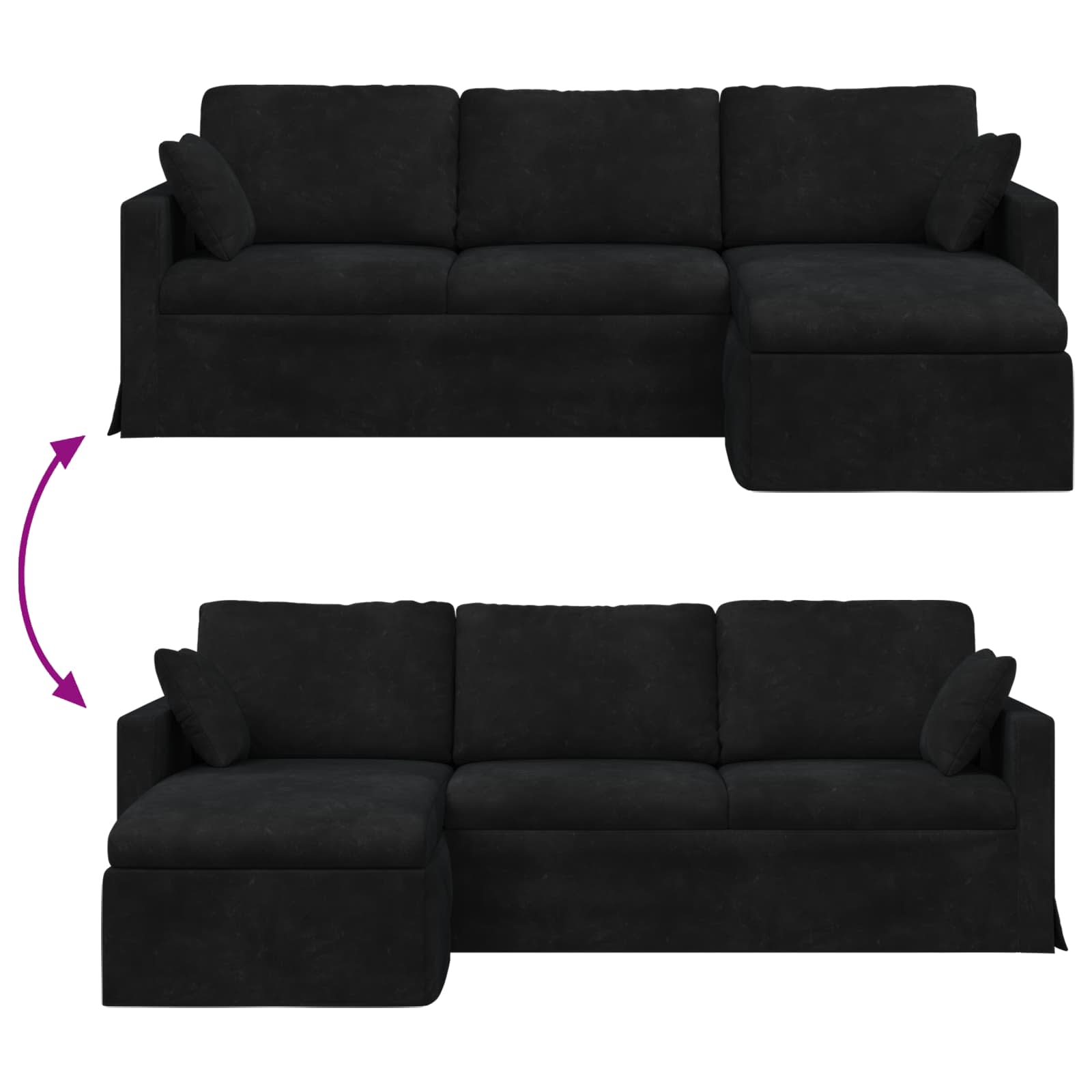 Sofa Schwarz 228 x 134 x 80 cm Samt
