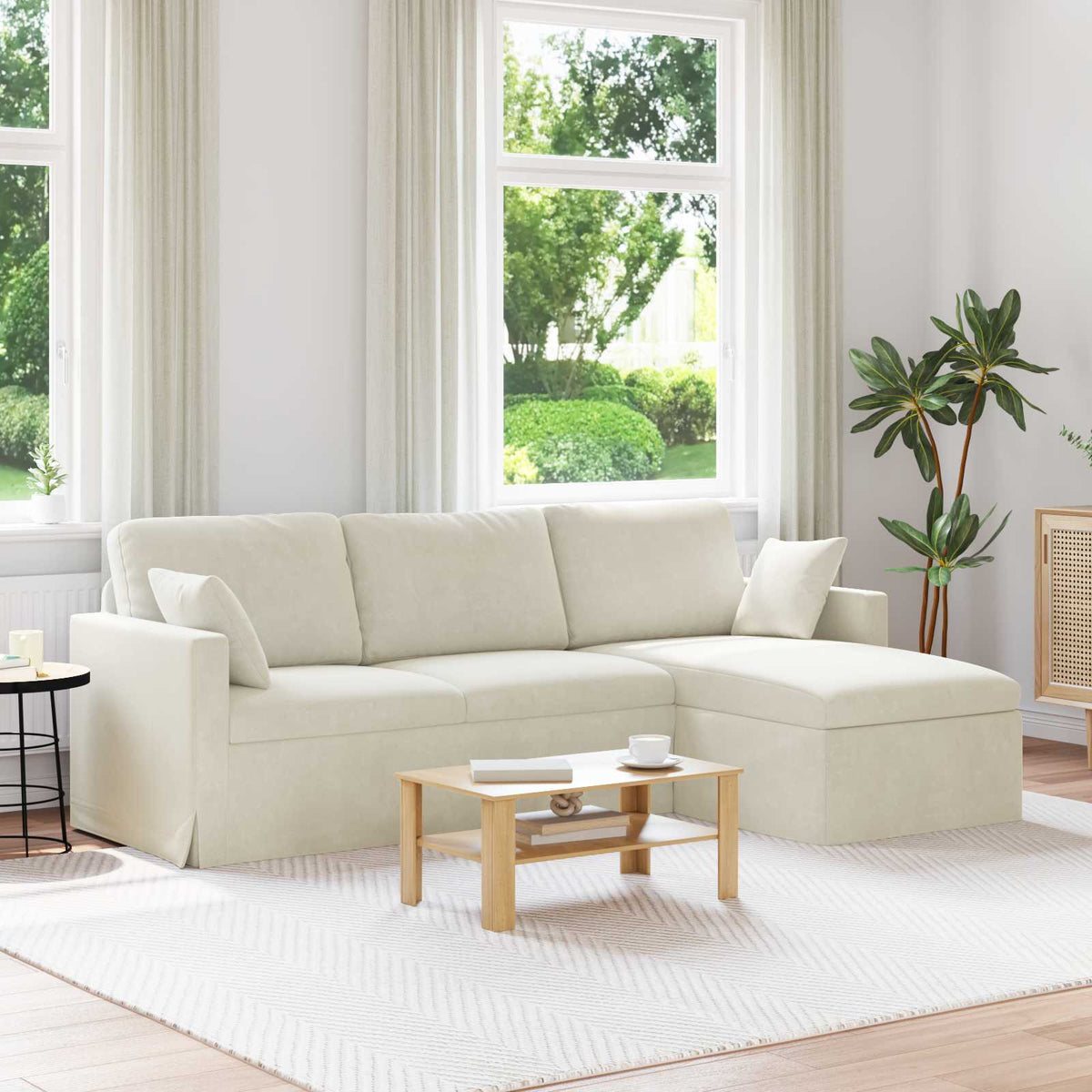 Sofa Creme 228 x 134 x 80 cm Samt