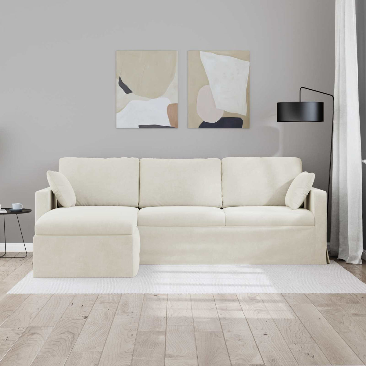 Sofa Creme 228 x 134 x 80 cm Samt
