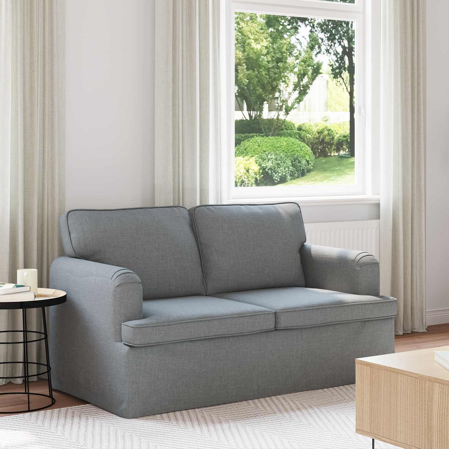 Sofa Hellgrau 144 x 80 x 85 cm Stoff