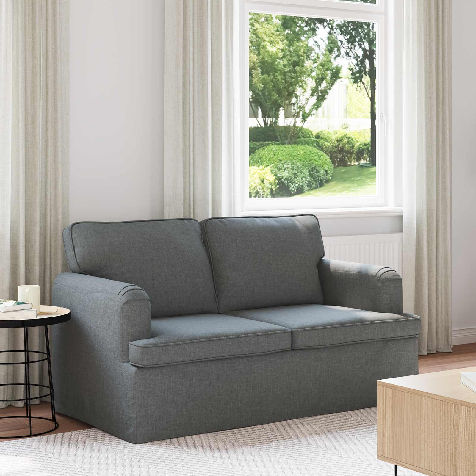 Sofa Dunkelgrau 144 x 80 x 85 cm Stoff