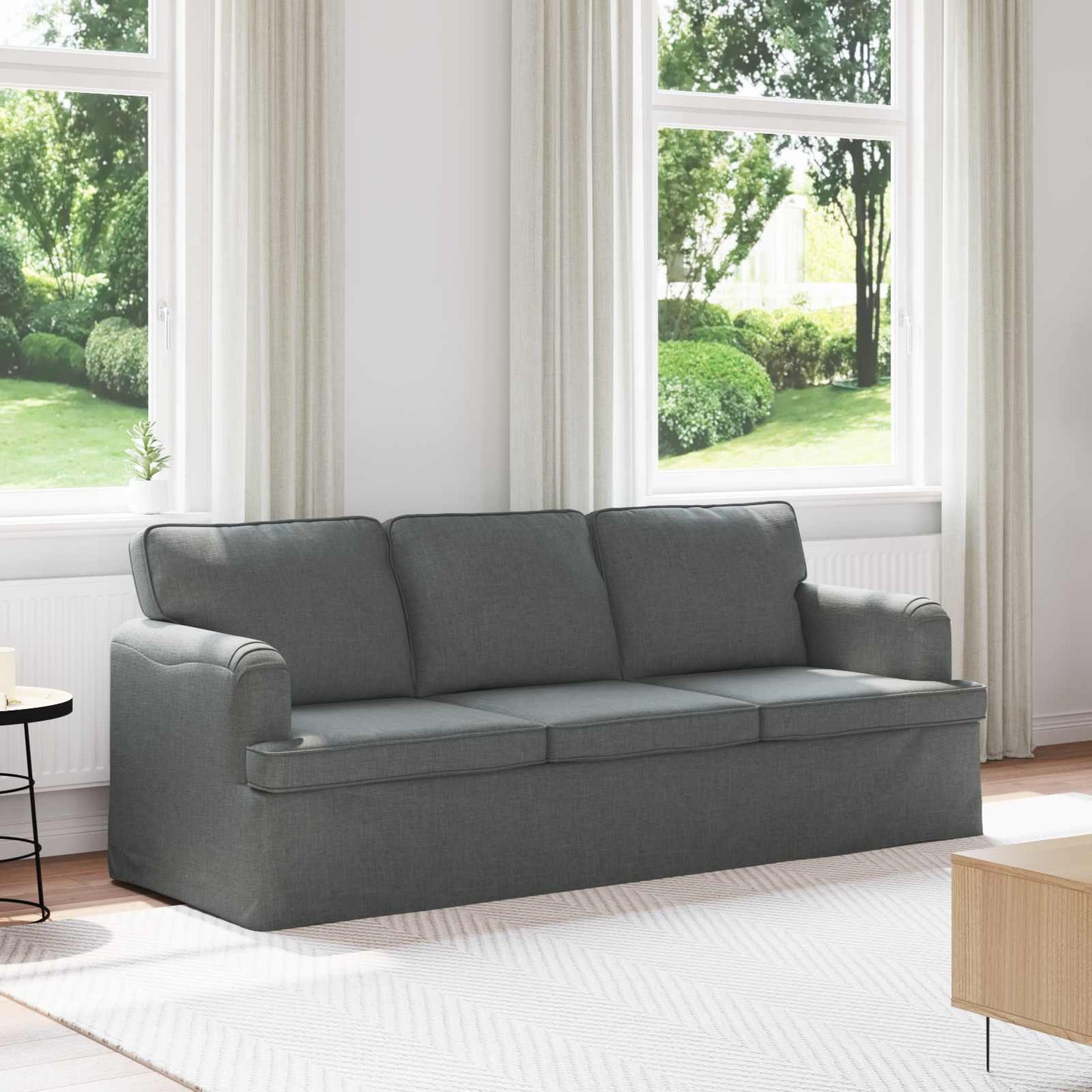 Sofa Dunkelgrau 201 x 80 x 85 cm Stoff