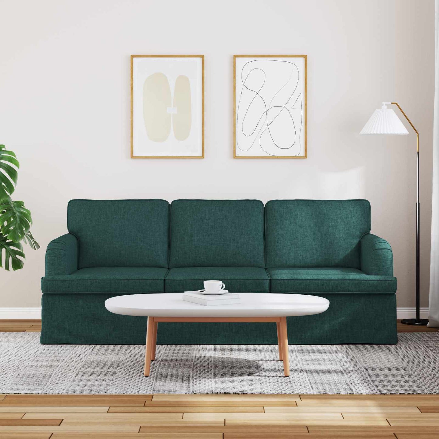 Sofa Dunkelgrün 201 x 80 x 85 cm Stoff