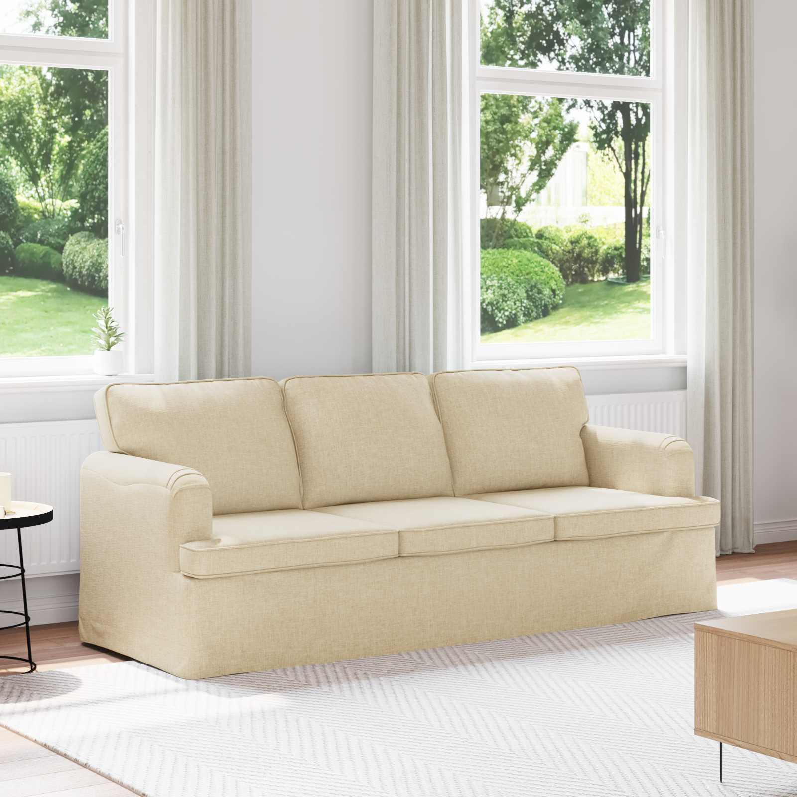Sofa Creme 201 x 80 x 85 cm Stoff