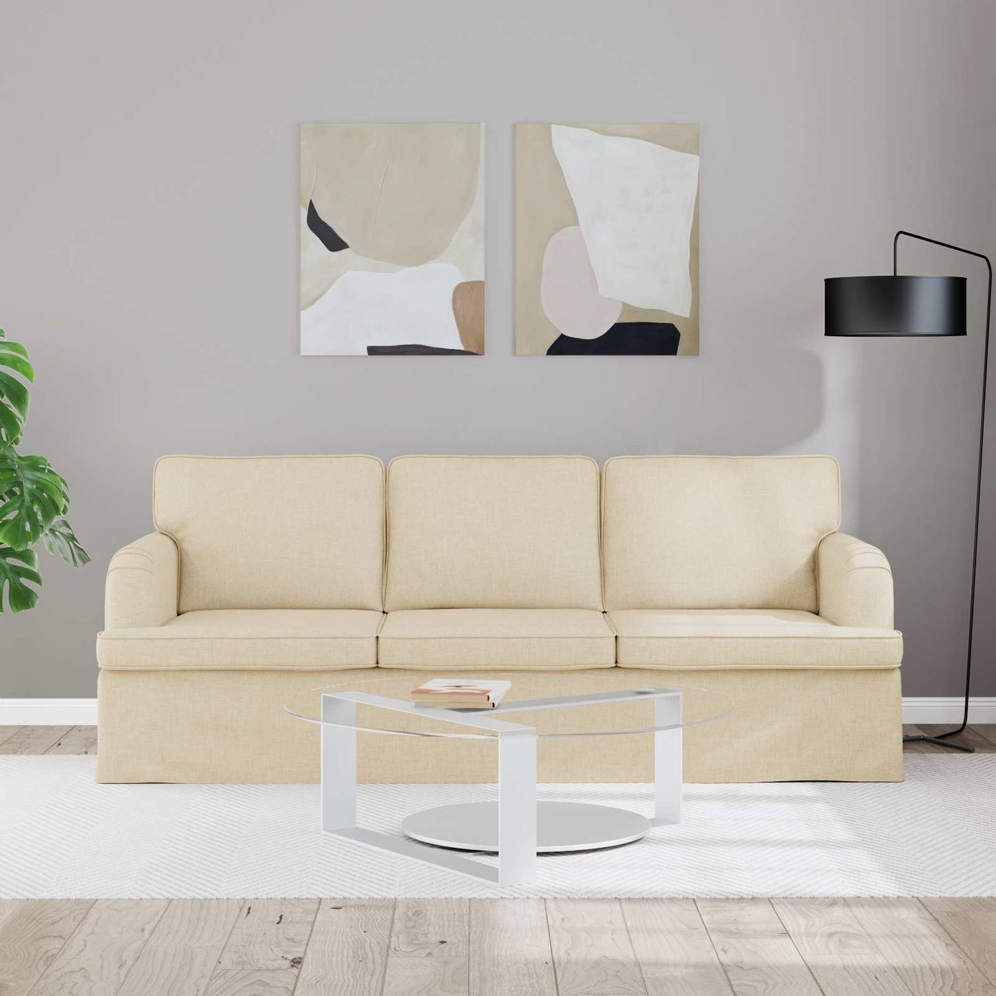 Sofa Creme 201 x 80 x 85 cm Stoff
