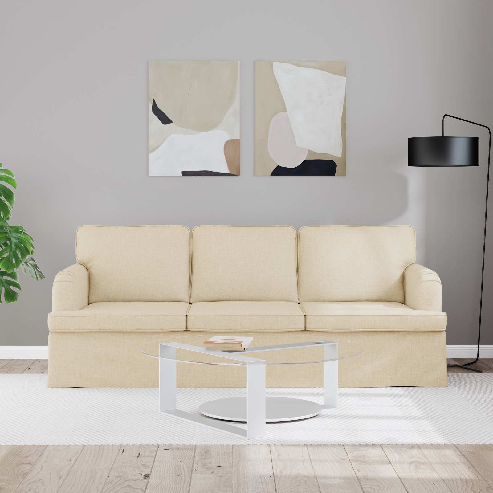 Sofa Creme 201 x 80 x 85 cm Stoff