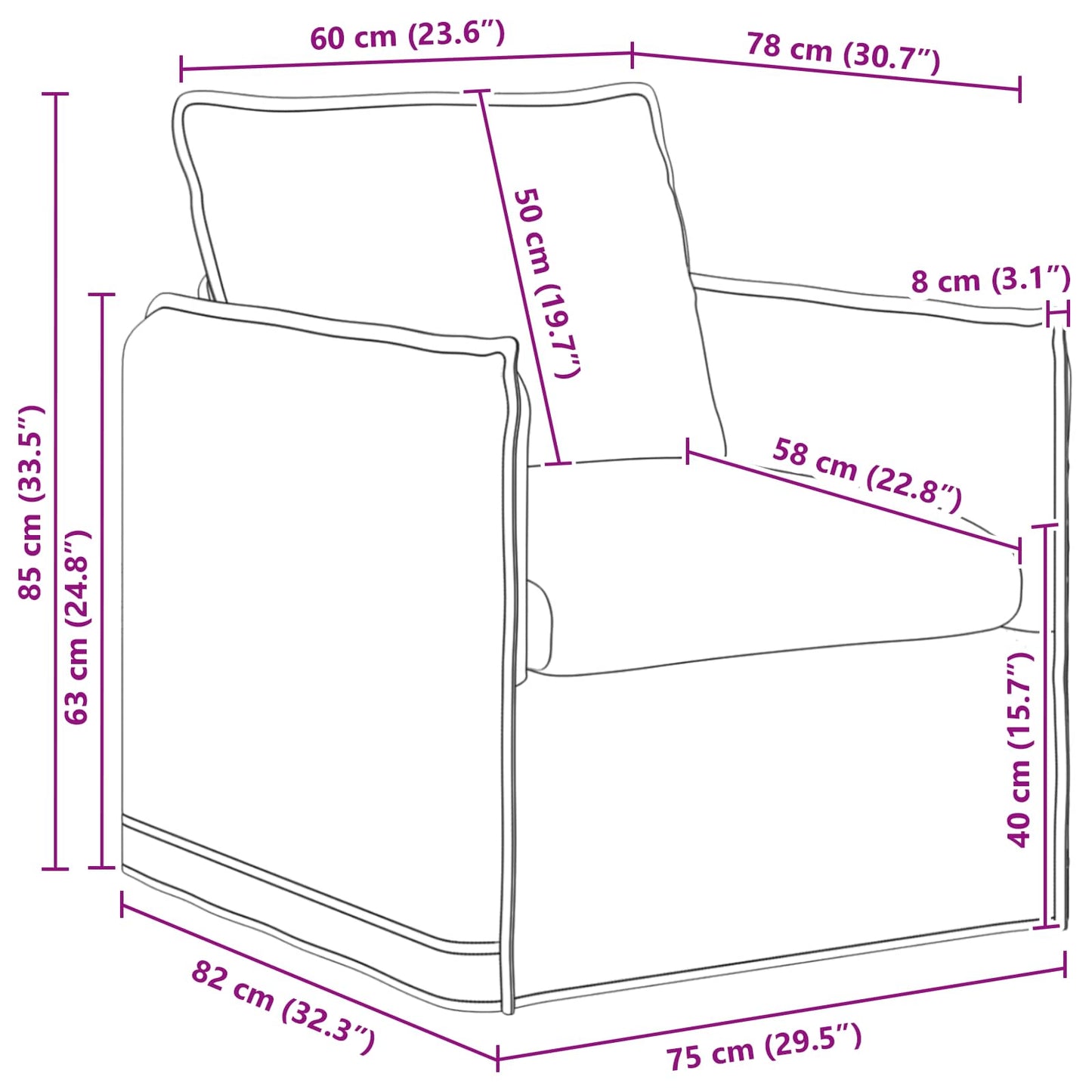 Sofa Dunkelgrau 75 x 82 x 85 cm Stoff