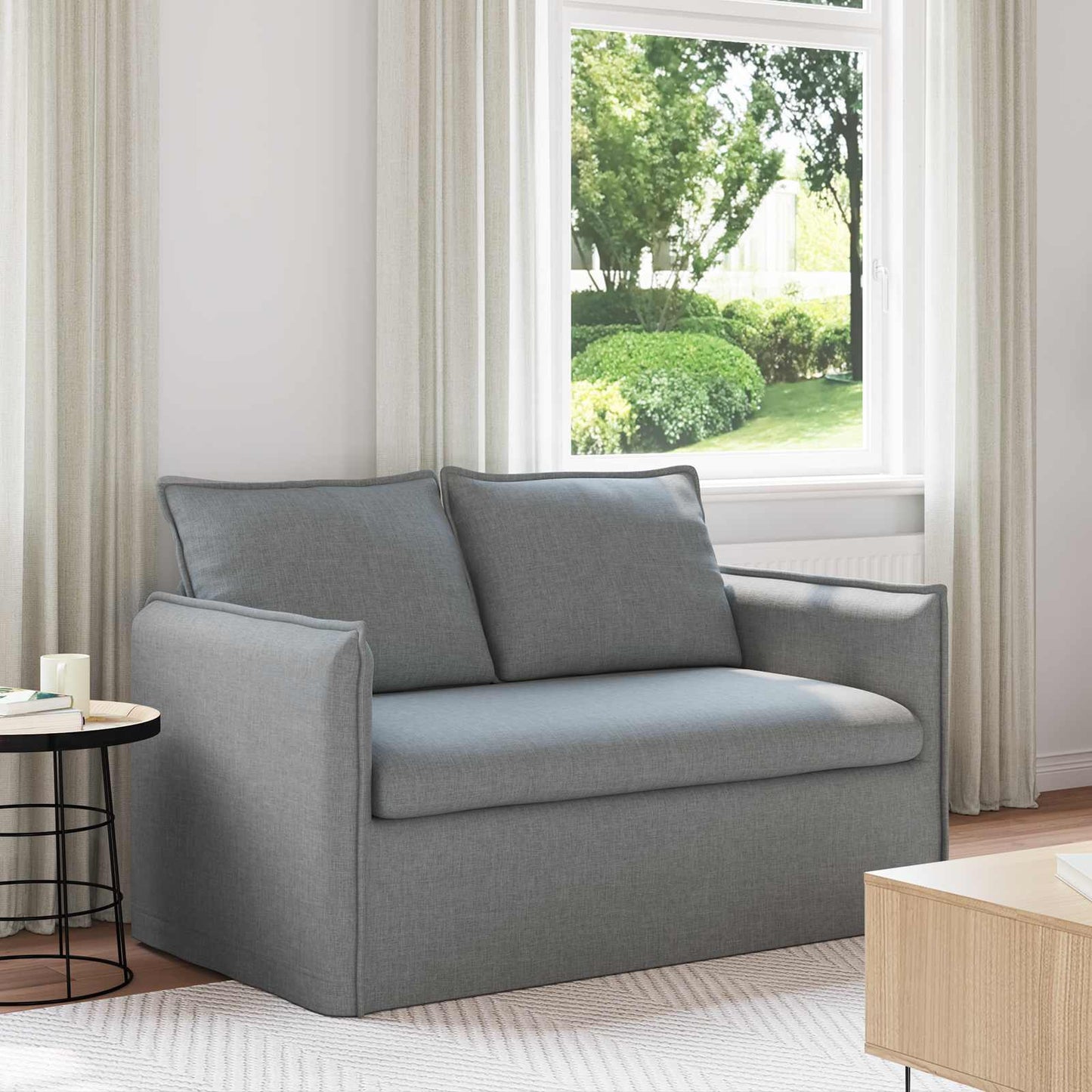 Sofa Hellgrau 136 x 82 x 85 cm Stoff
