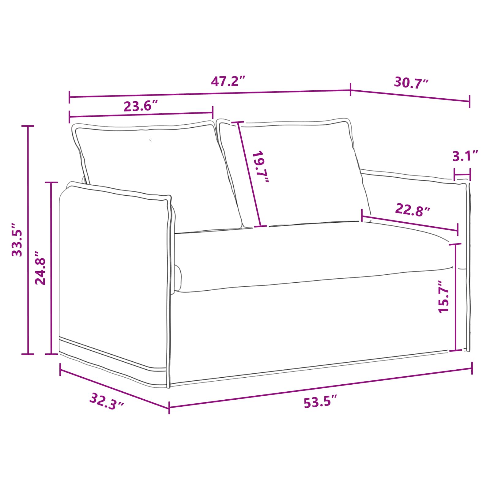 Sofa Dunkelgrau 136 x 82 x 85 cm Stoff