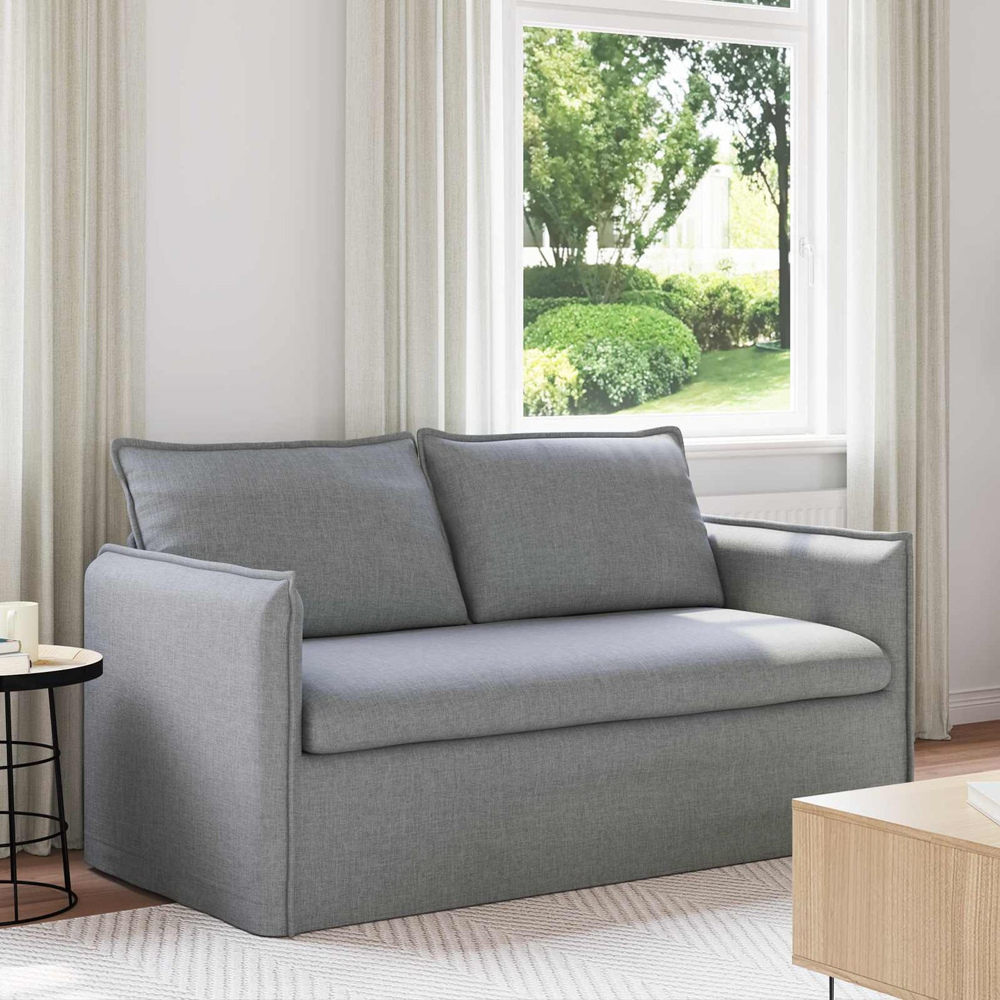 Sofa Hellgrau 156 x 82 x 85 cm Stoff