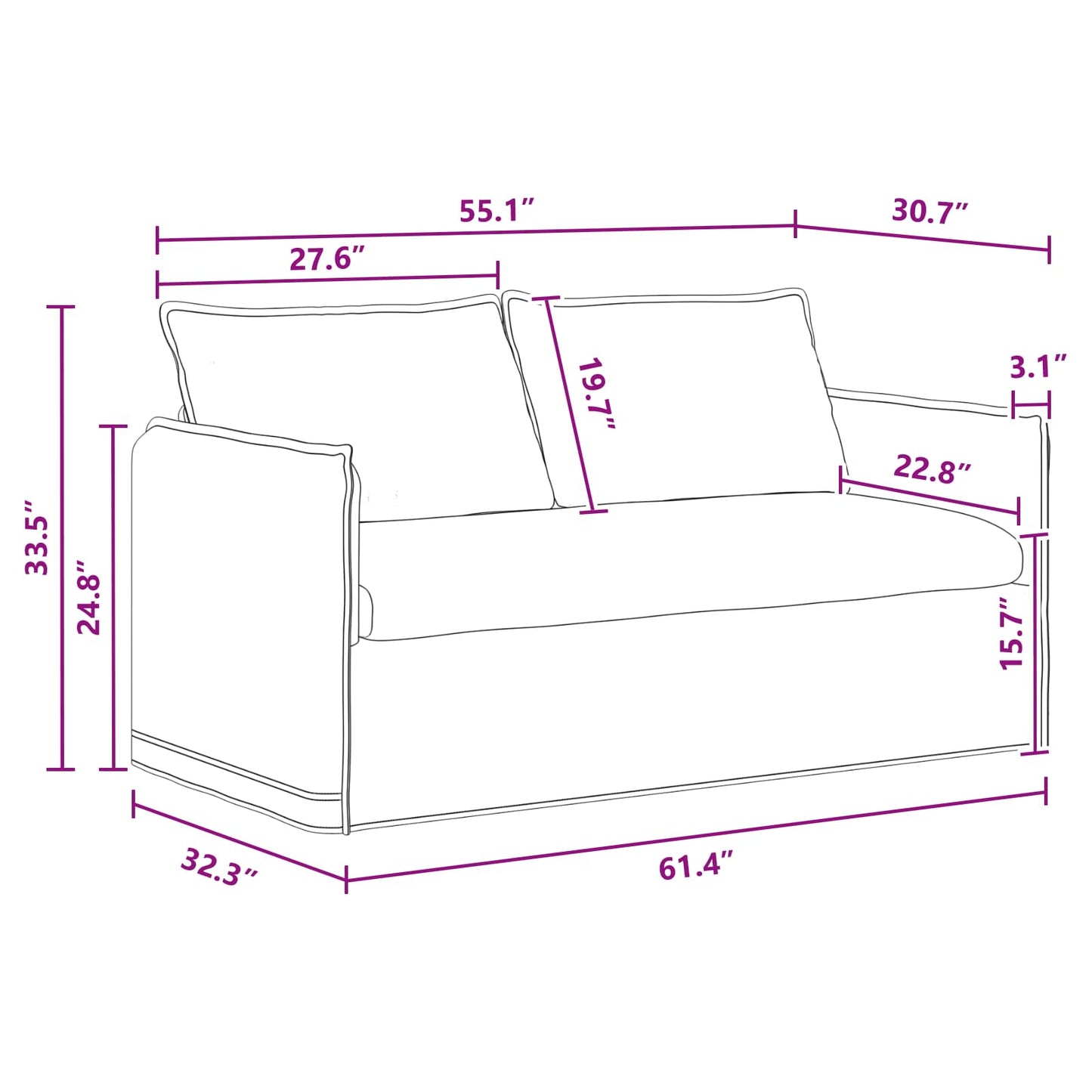 Sofa Dunkelgrau 156 x 82 x 85 cm Stoff
