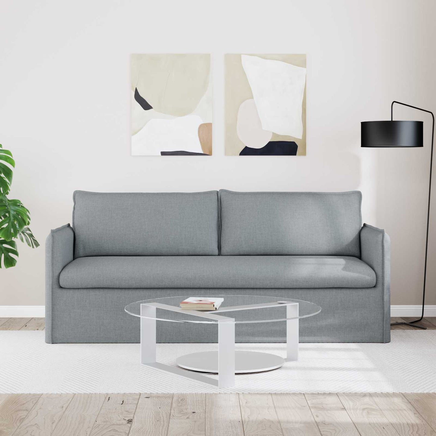 Sofa Hellgrau 196 x 82 x 85 cm Stoff