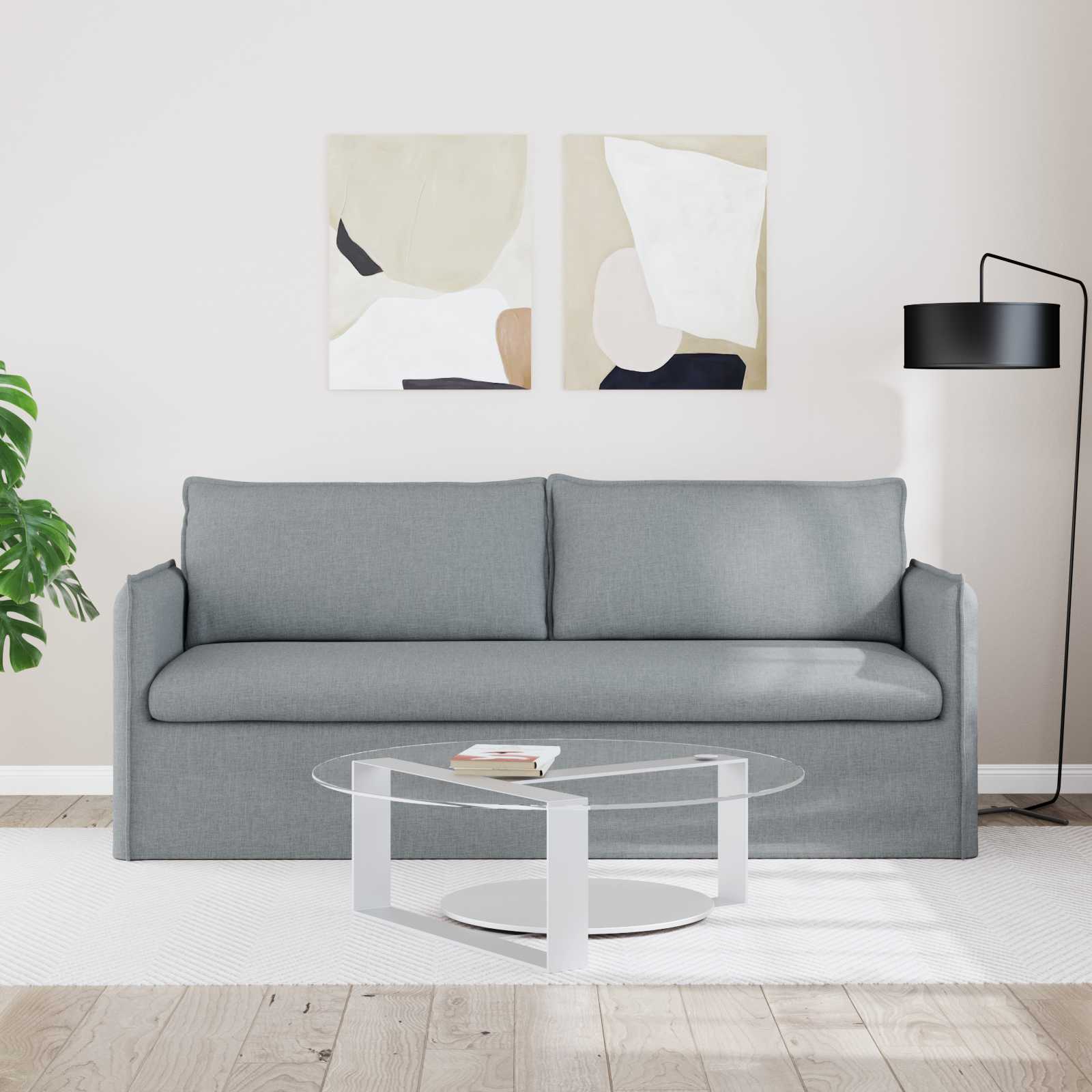 Sofa Hellgrau 196 x 82 x 85 cm Stoff