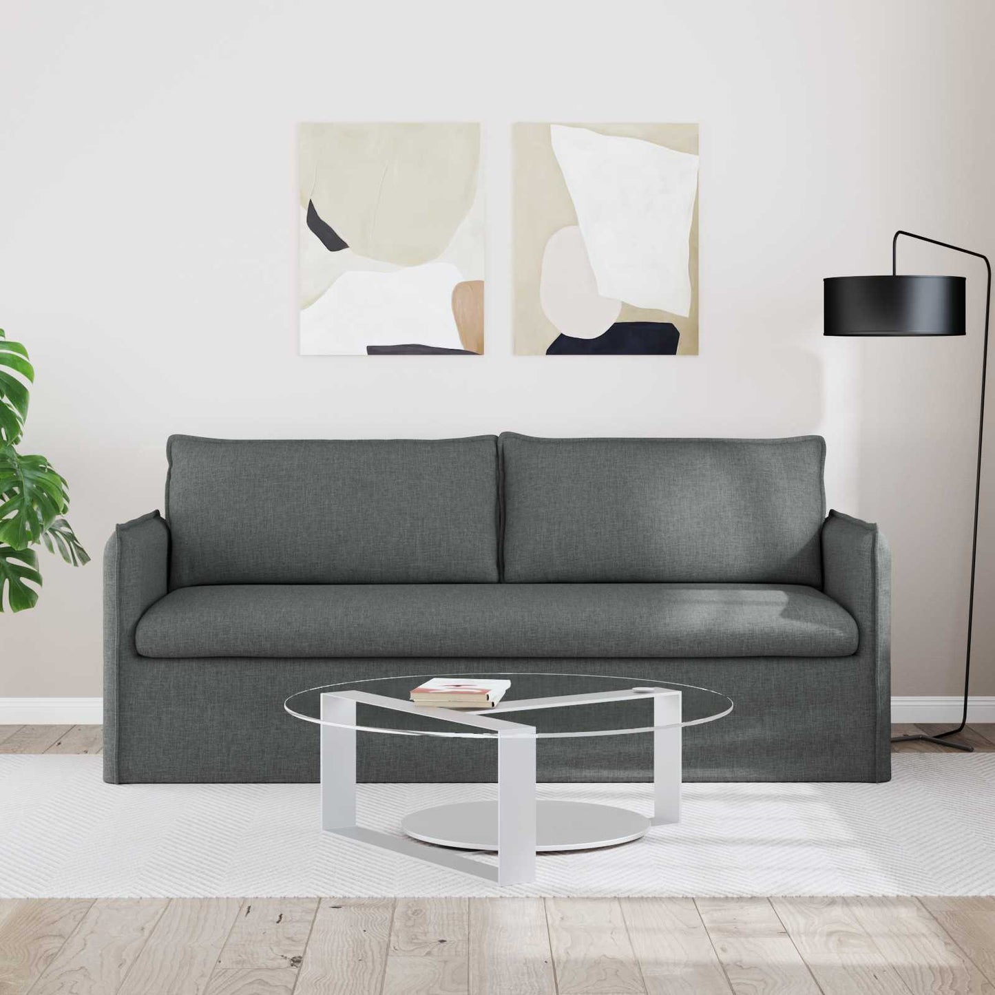 Sofa Dunkelgrau 196 x 82 x 85 cm Stoff