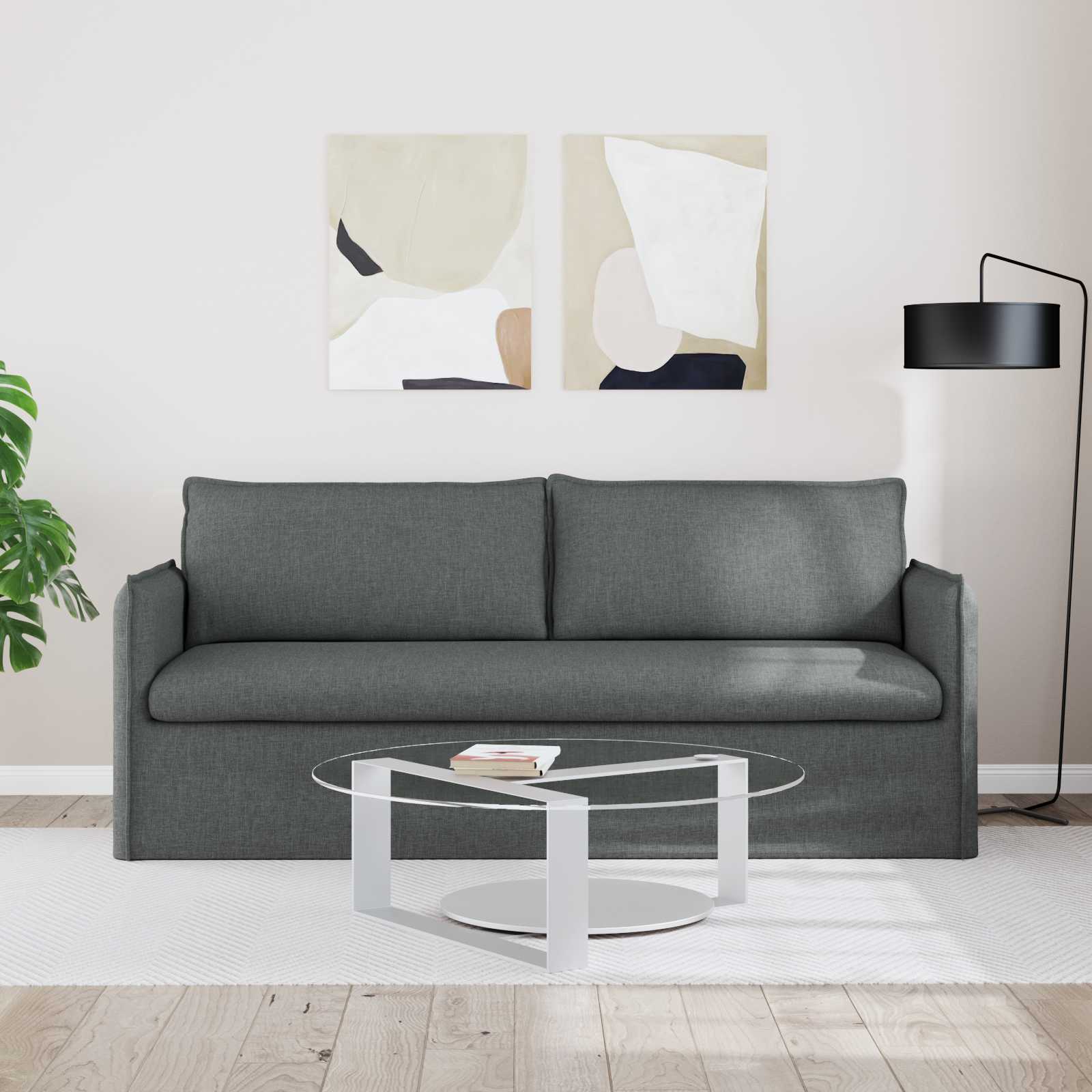 Sofa Dunkelgrau 196 x 82 x 85 cm Stoff
