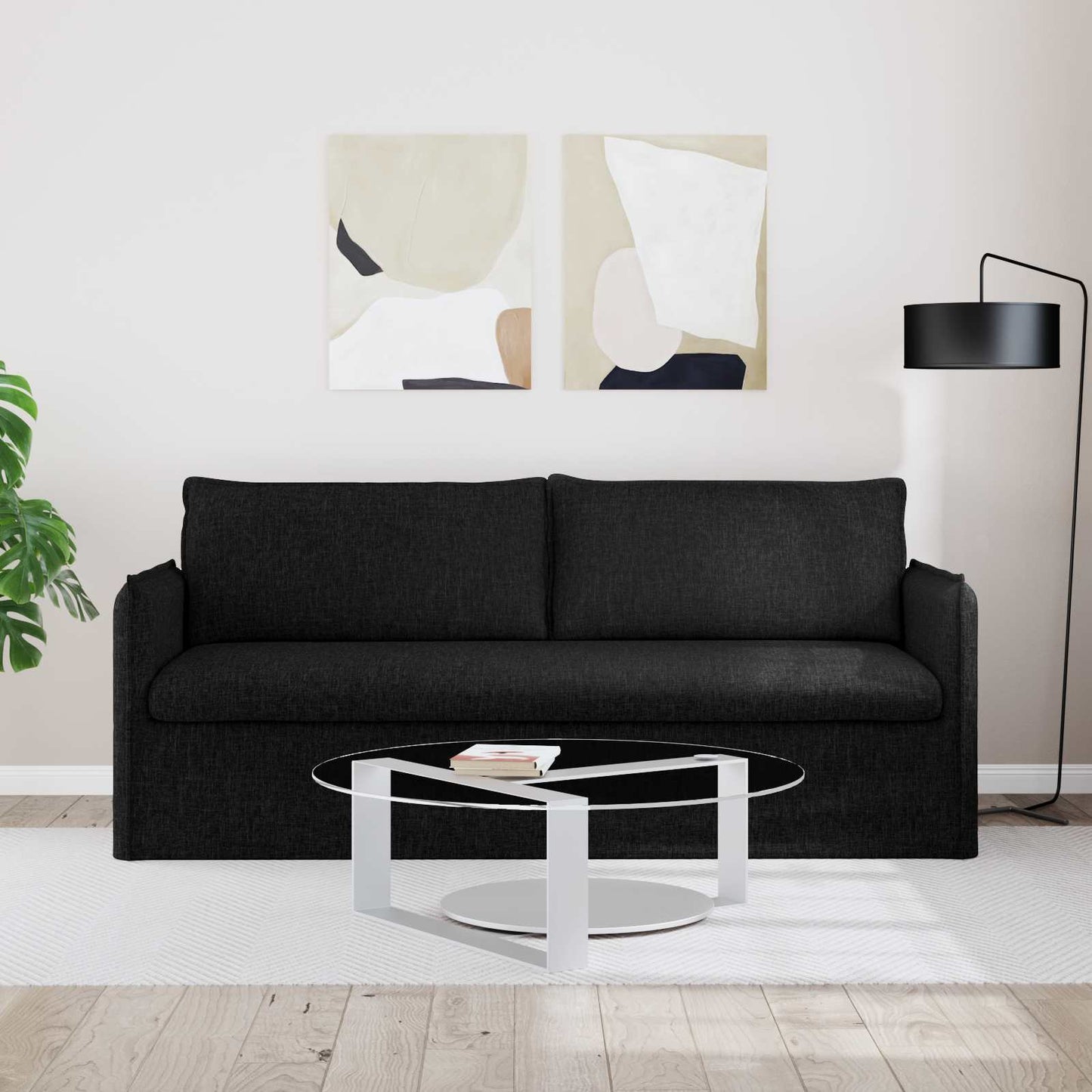 Sofa Schwarz 196 x 82 x 85 cm Stoff