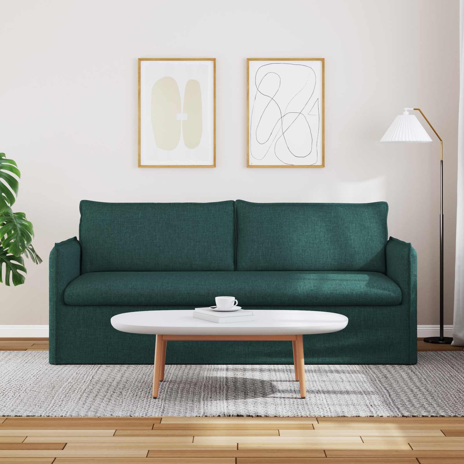 Sofa Dunkelgrün 196 x 82 x 85 cm Stoff
