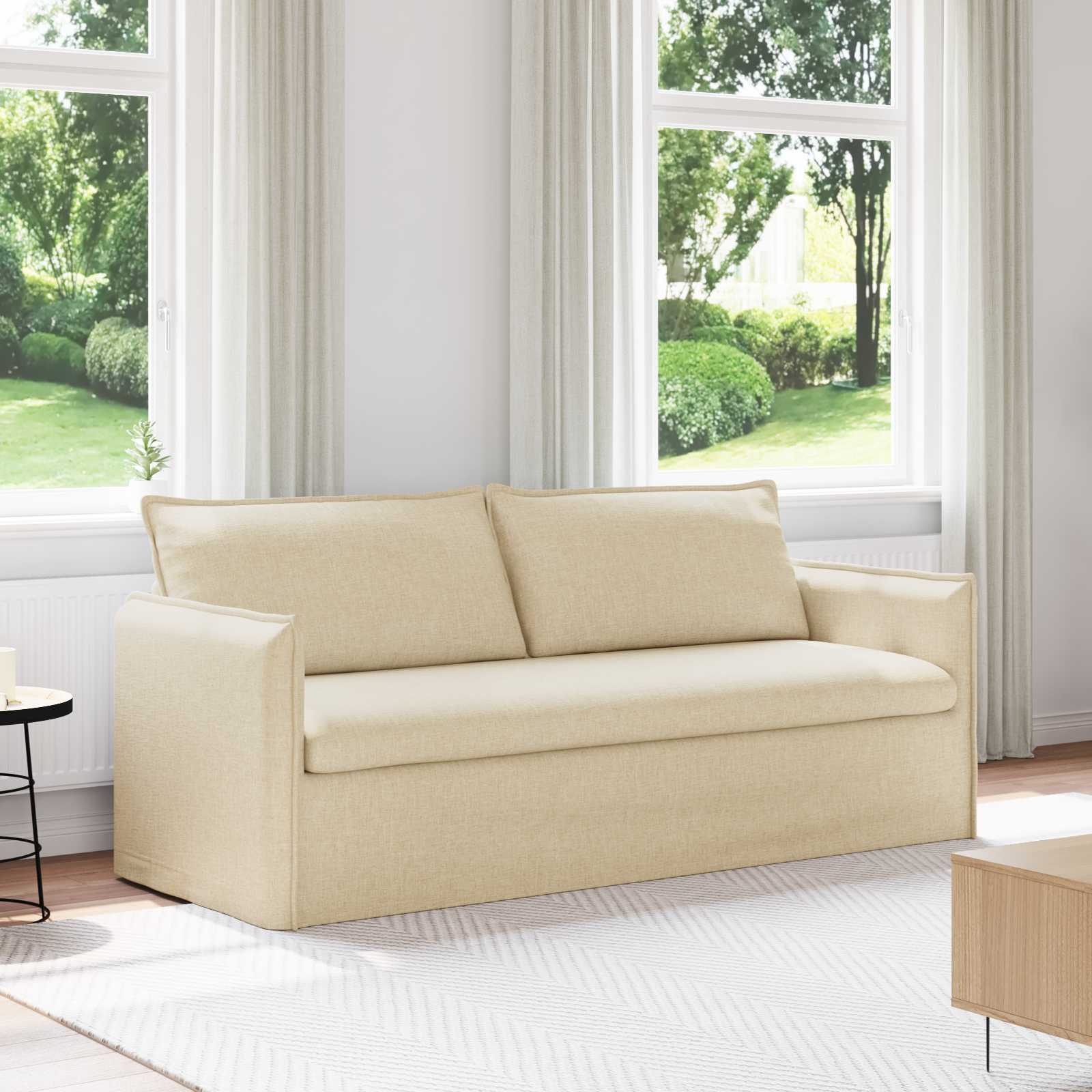 Sofa Creme 196 x 82 x 85 cm Stoff